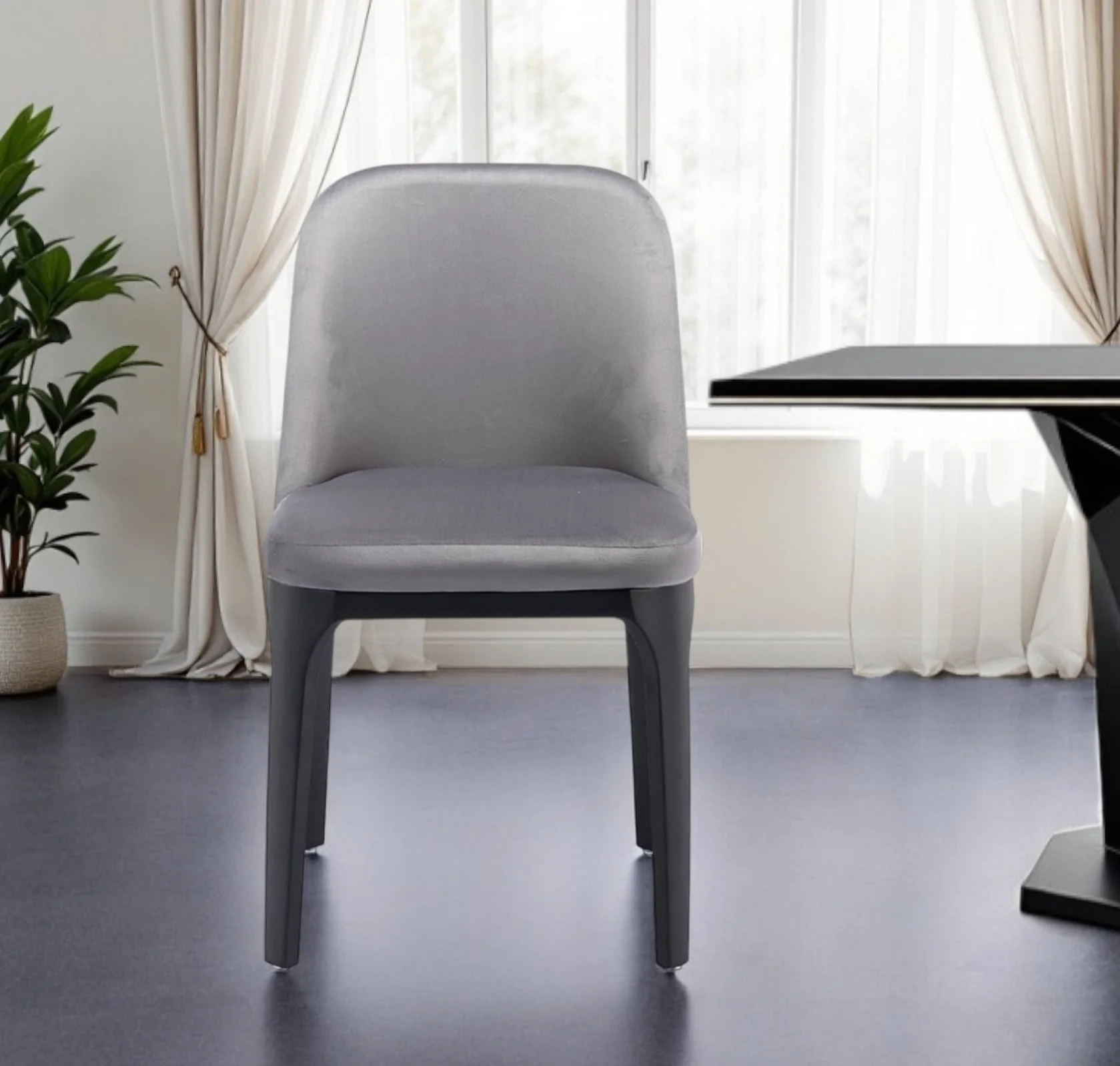 Gray And Black Upholstered Velvet Dining Side Chair By Homeroots