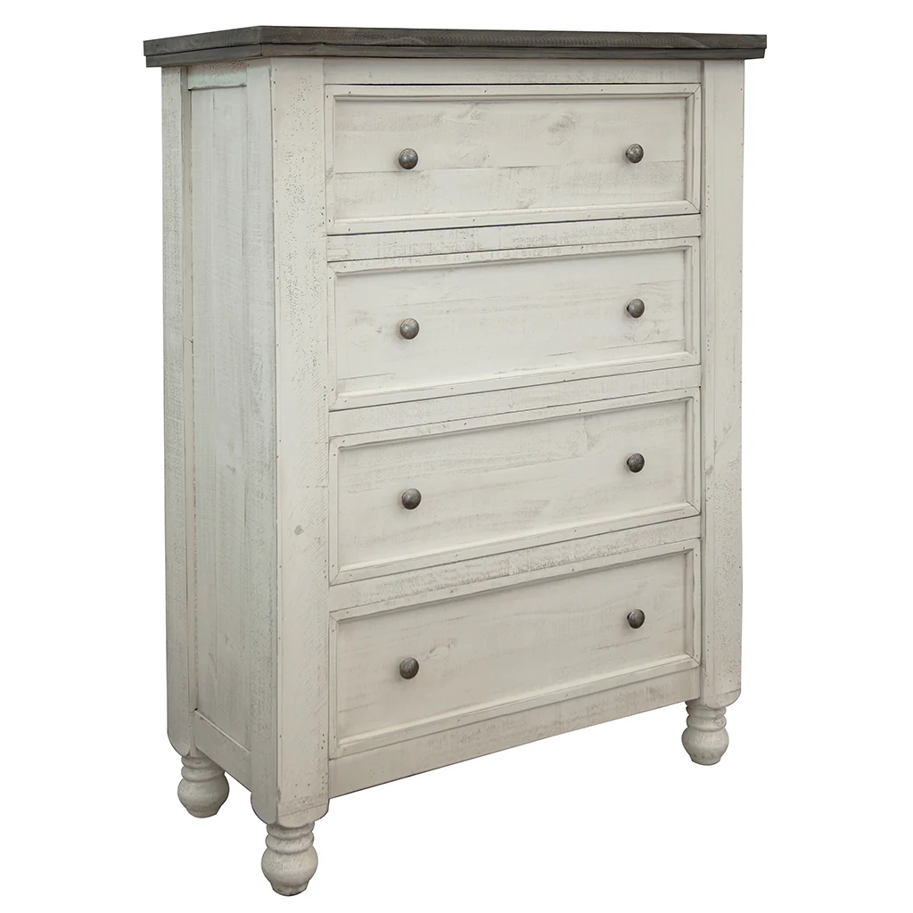 Gray and Ivory Solid Wood Four Drawer Chest By Homeroots