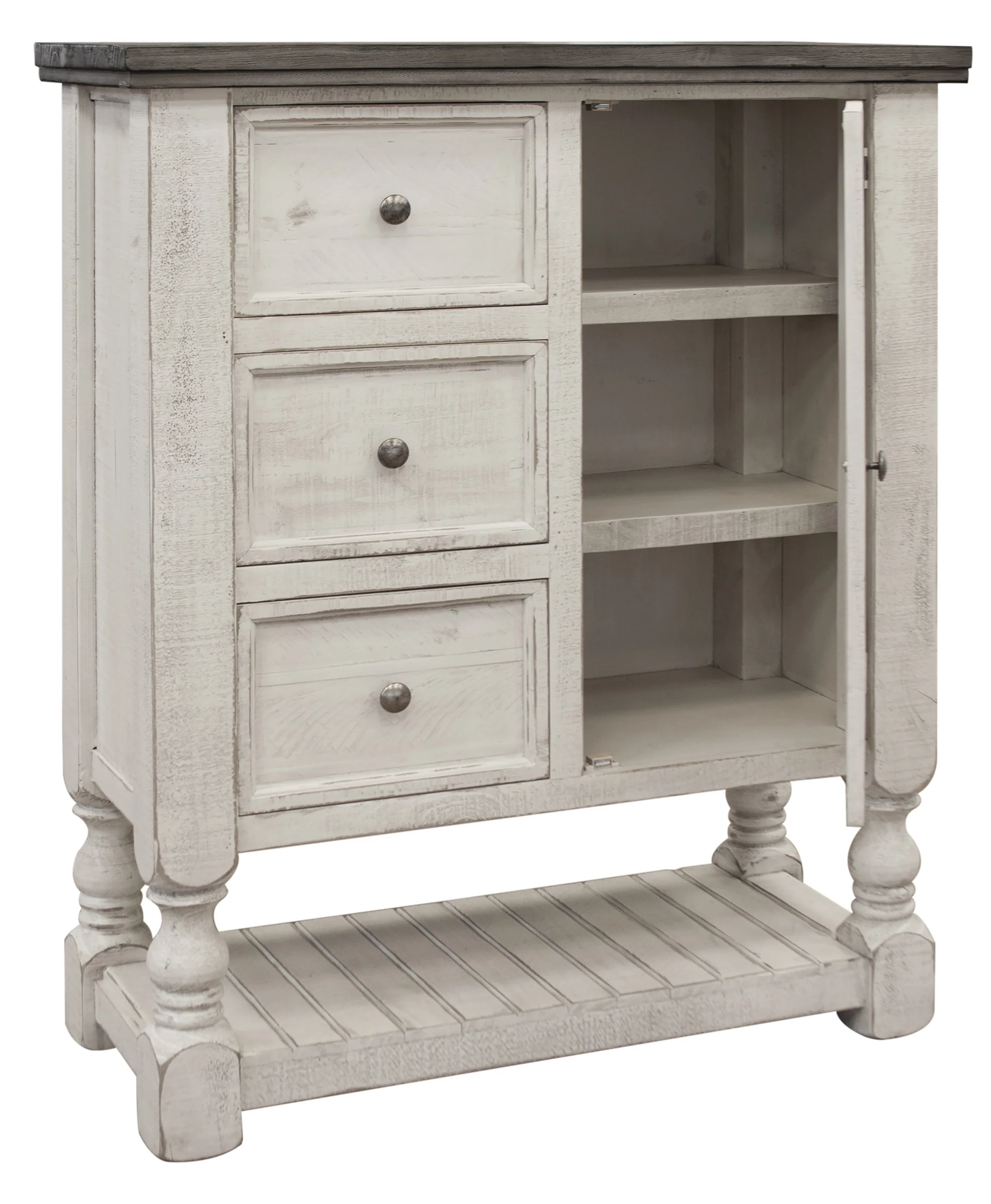 Gray and Ivory Solid Wood Three Drawer Chest By Homeroots