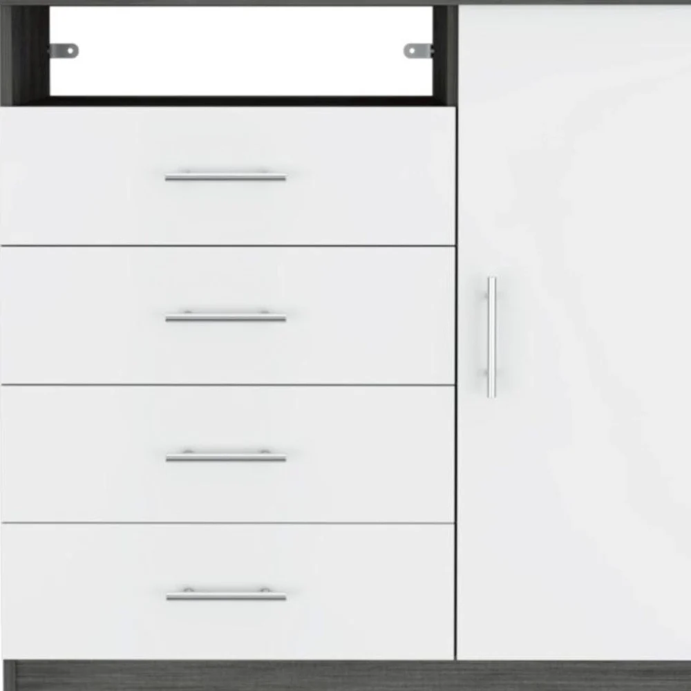 Gray and White Four Drawer Dresser By Homeroots - Image 3