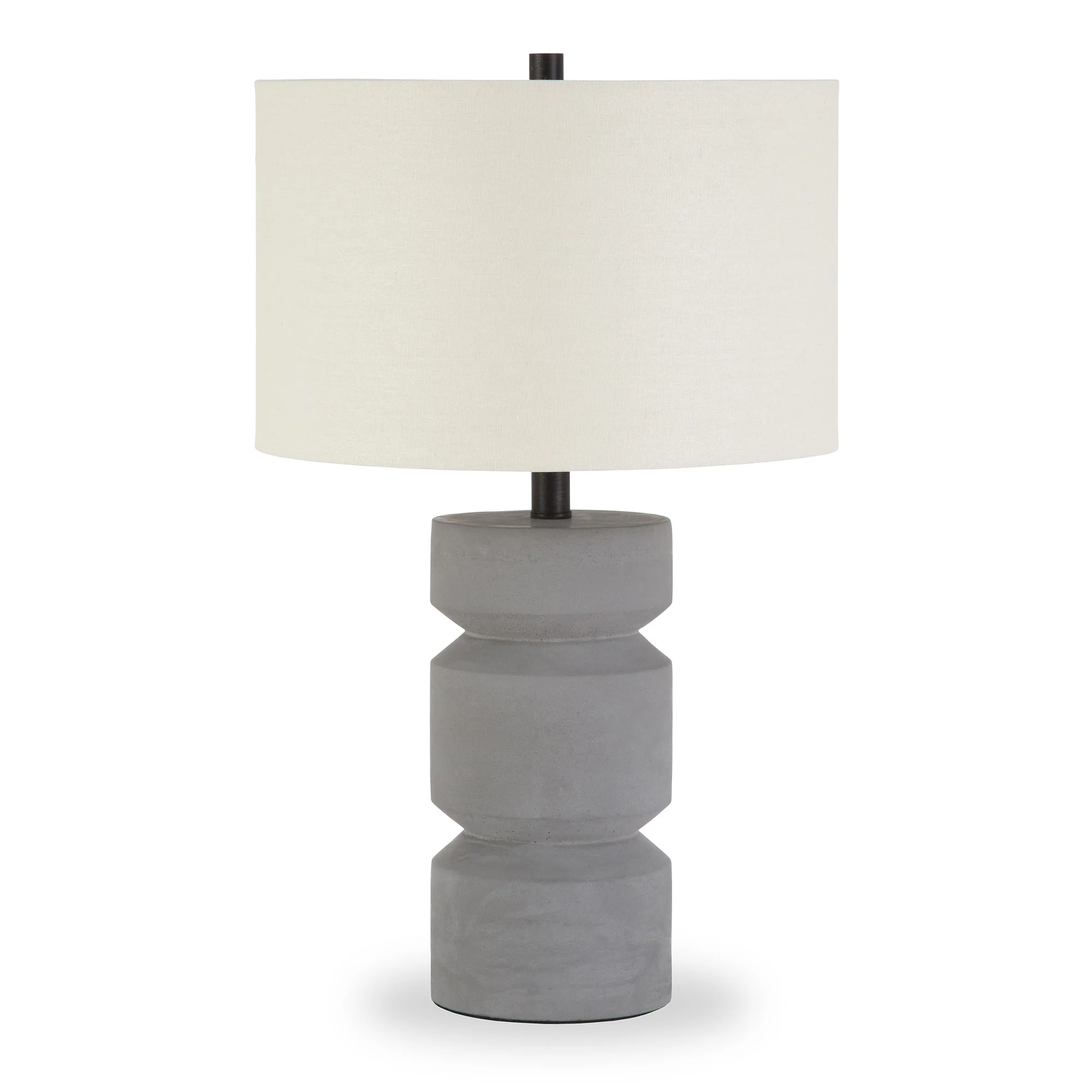 Gray Concrete Faceted Column Table Lamp With White Drum Shade By Homeroots