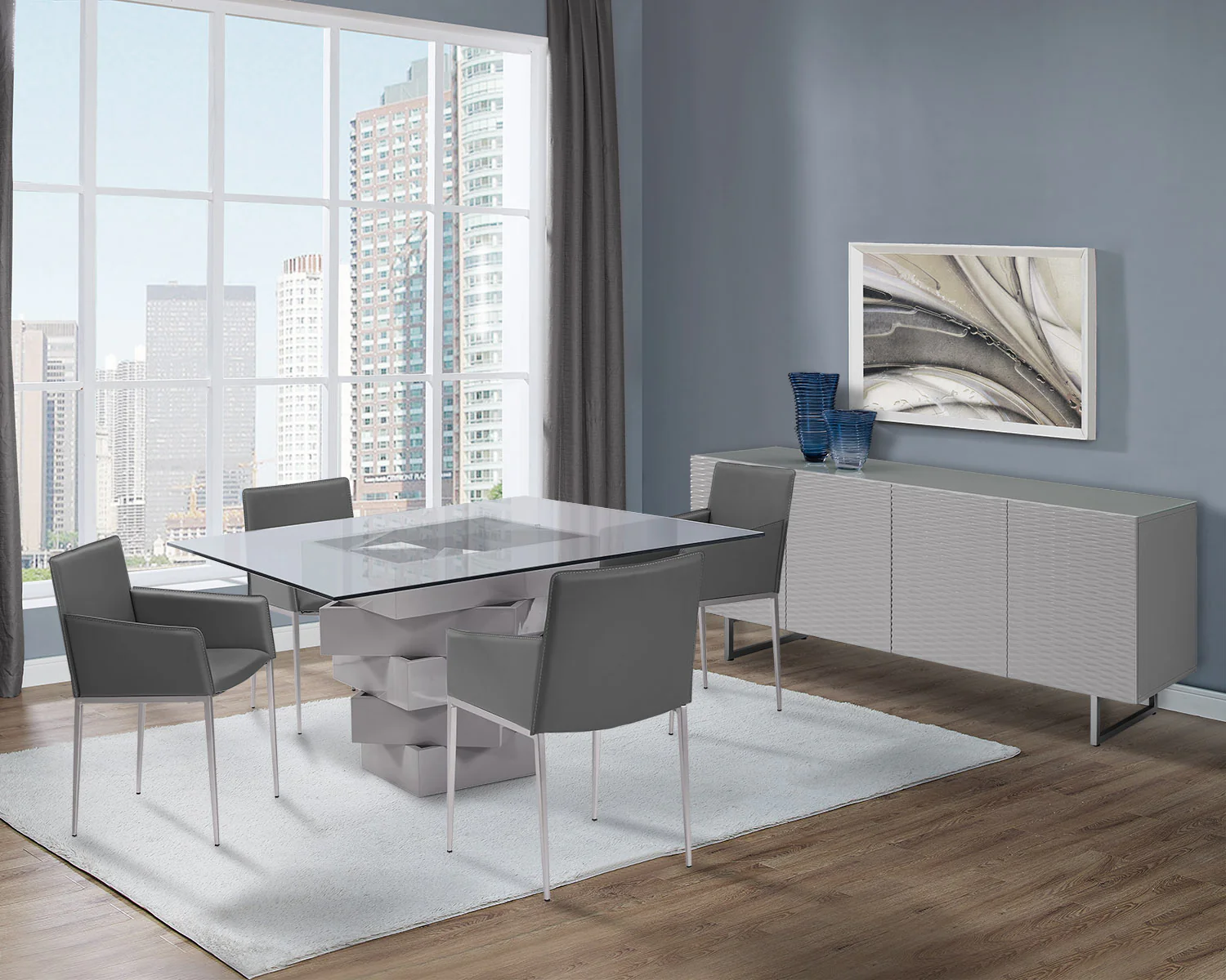 Gray Glass Dining Table By Homeroots