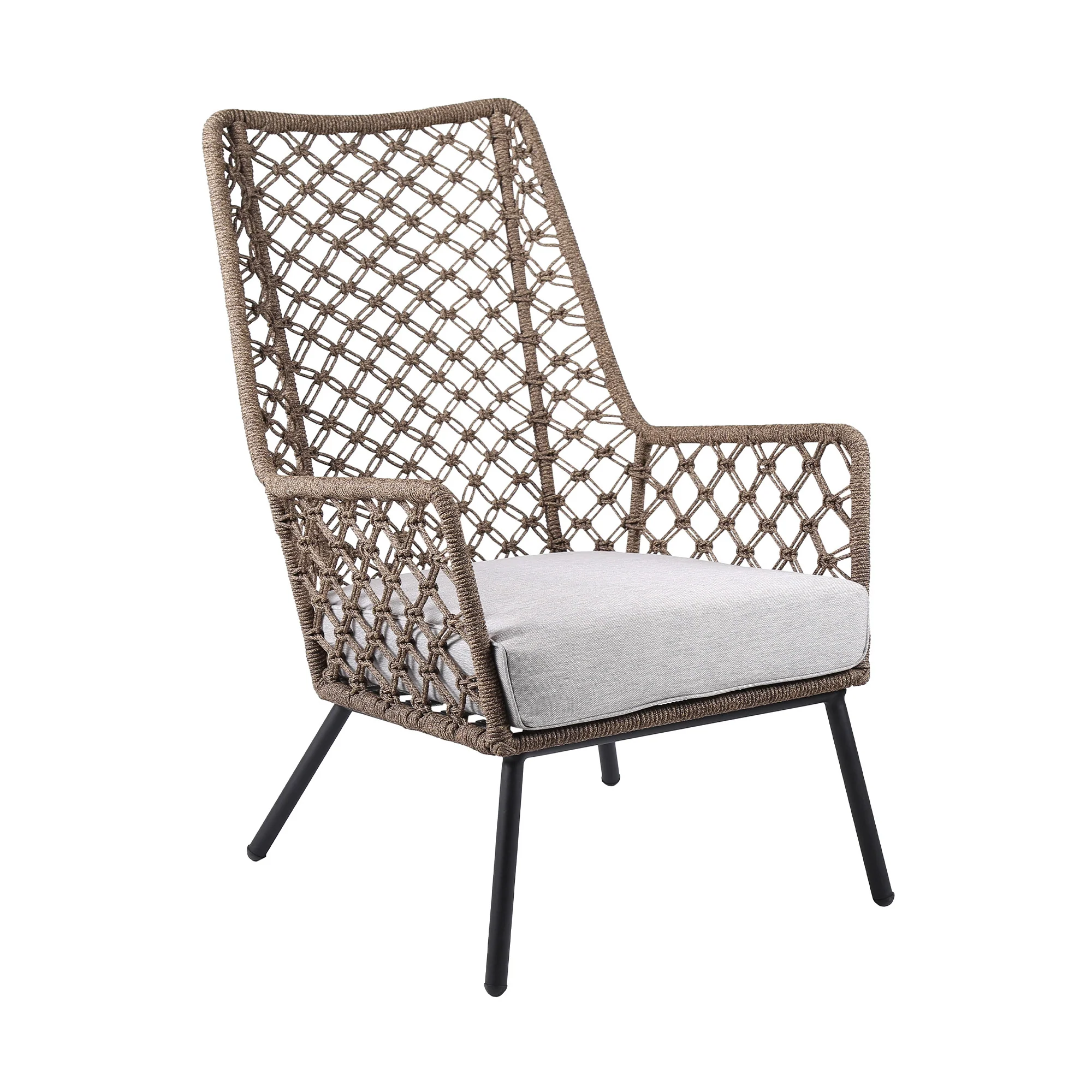 Gray Metal Outdoor Arm Chair with Gray Cushion By Homeroots