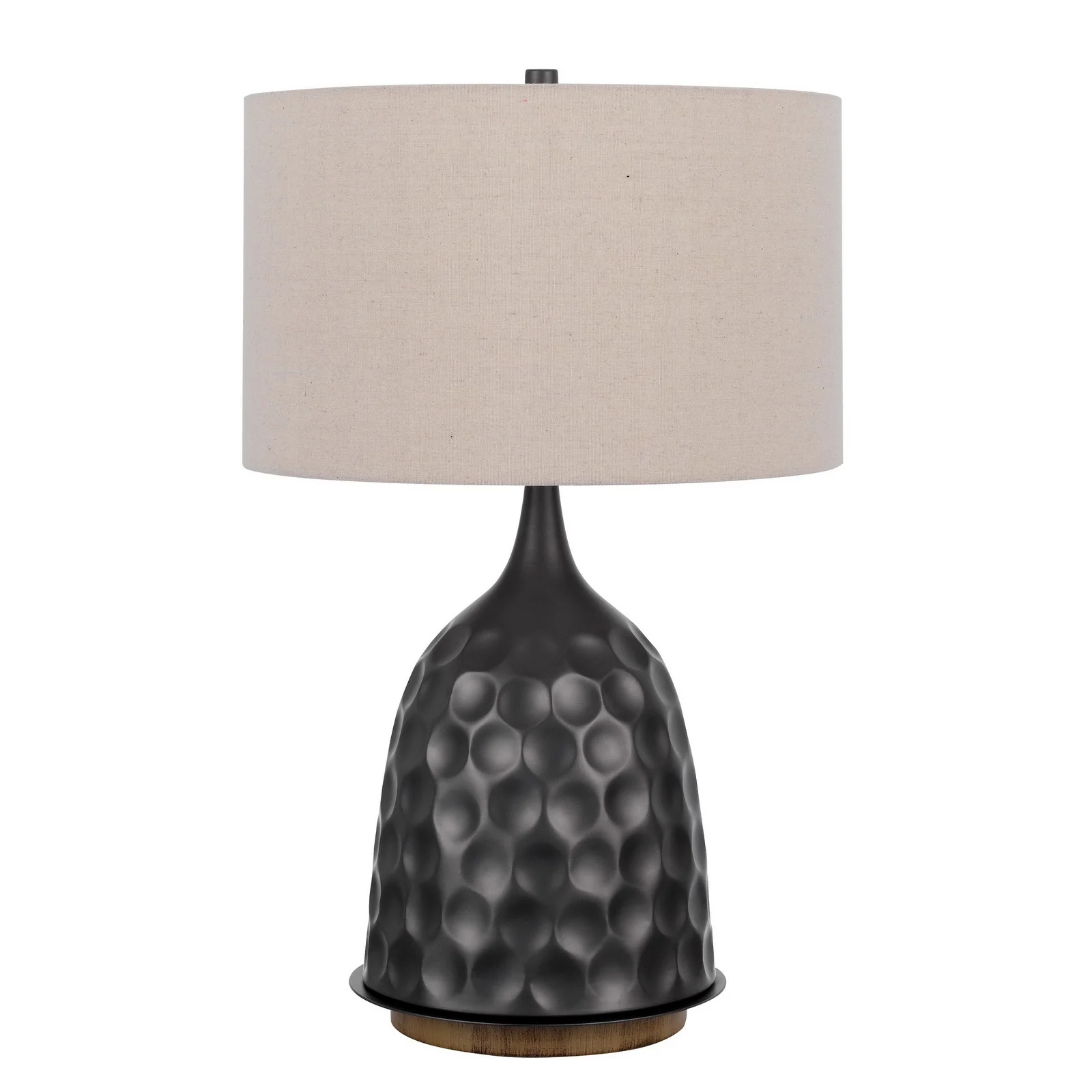 Gray Metal Table Lamp With Brown Drum Shade By Homeroots