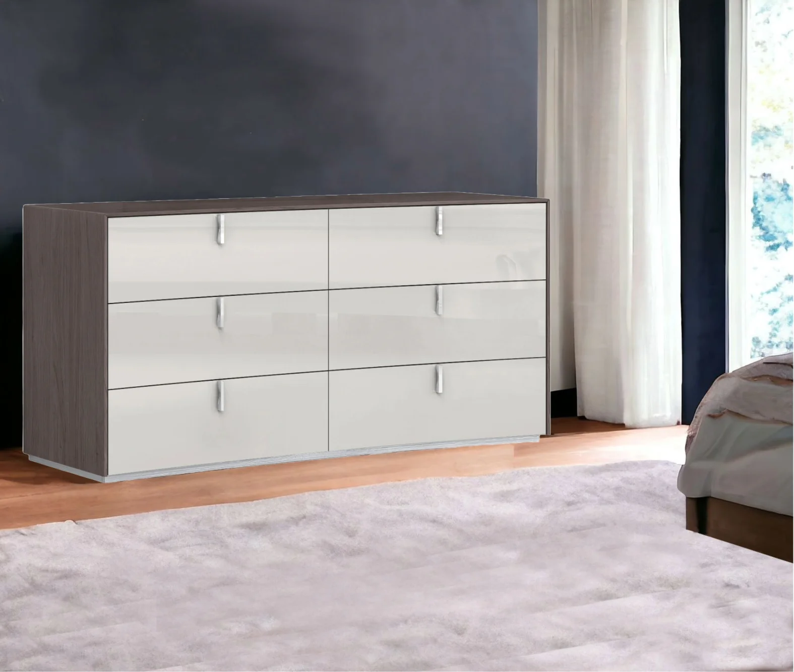 Gray Six Drawer Double Dresser By Homeroots