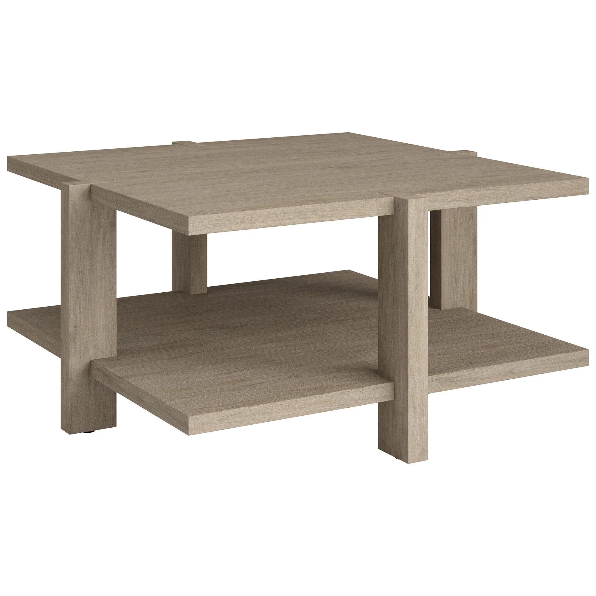 Gray Square Coffee Table With Shelf By Homeroots