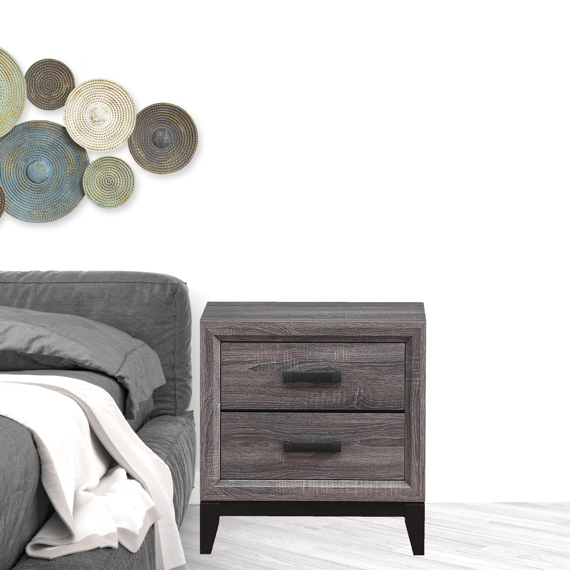 Gray Two Drawer Nightstand By Homeroots