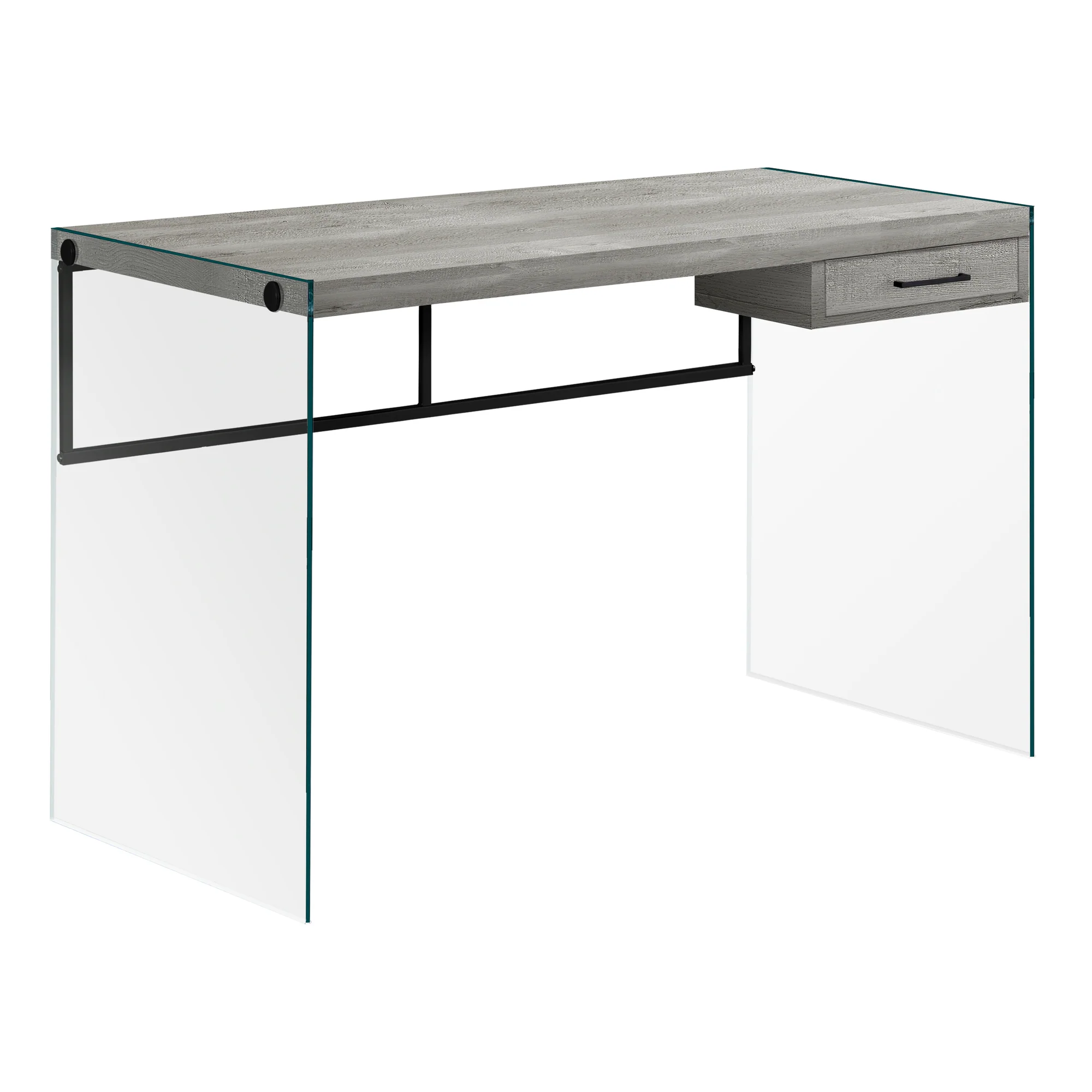 Grey Black Clear Particle Board Glass Metal Tempered Gl Computer Desk By Homeroots