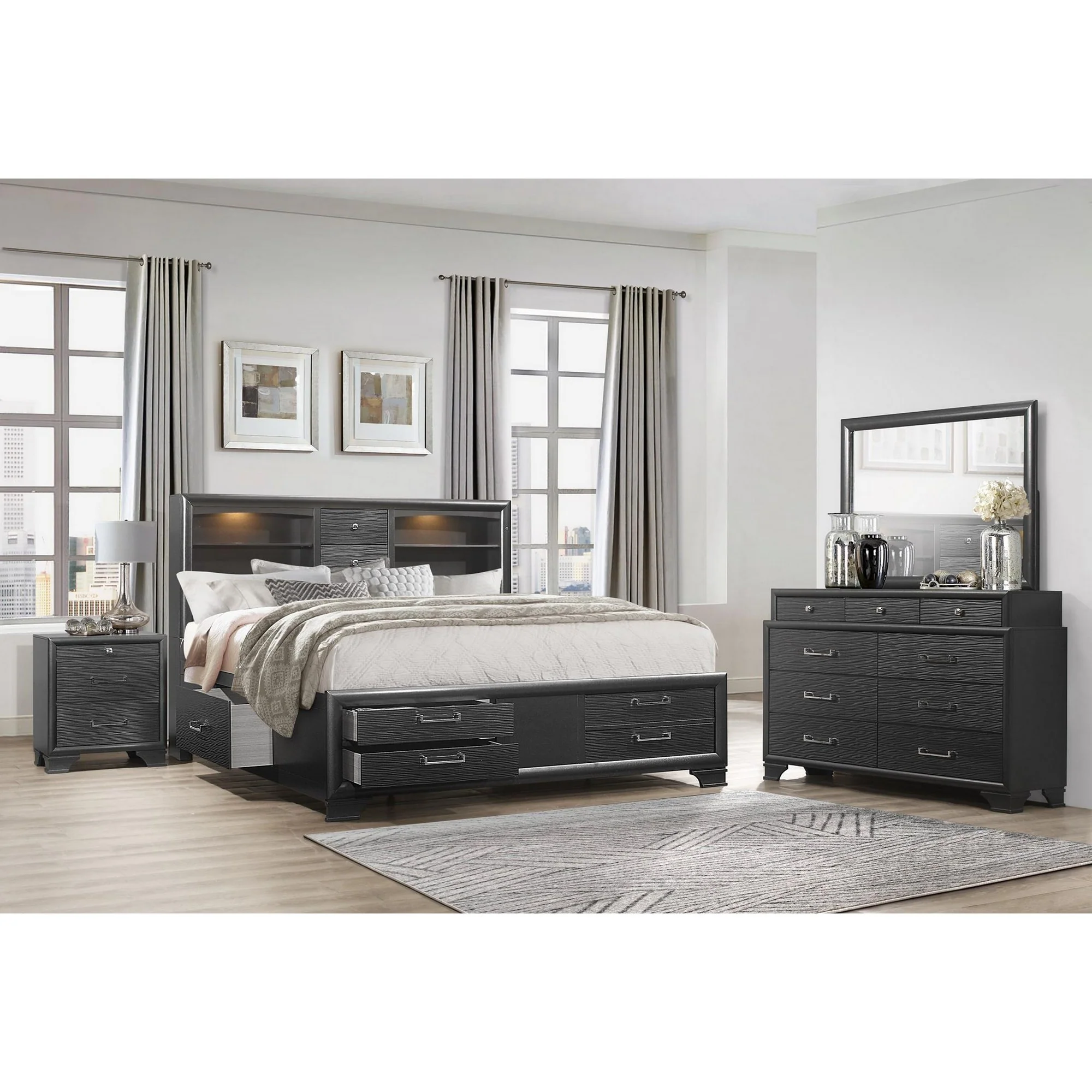 Grey Dresser With 9 Drawers By Homeroots