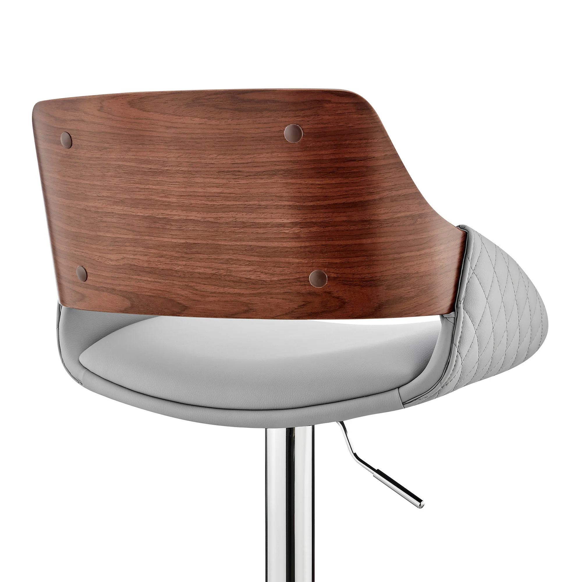 Grey Faux Leather Adjustable Chrome Swivel Bar Stool By Homeroots - Image 8