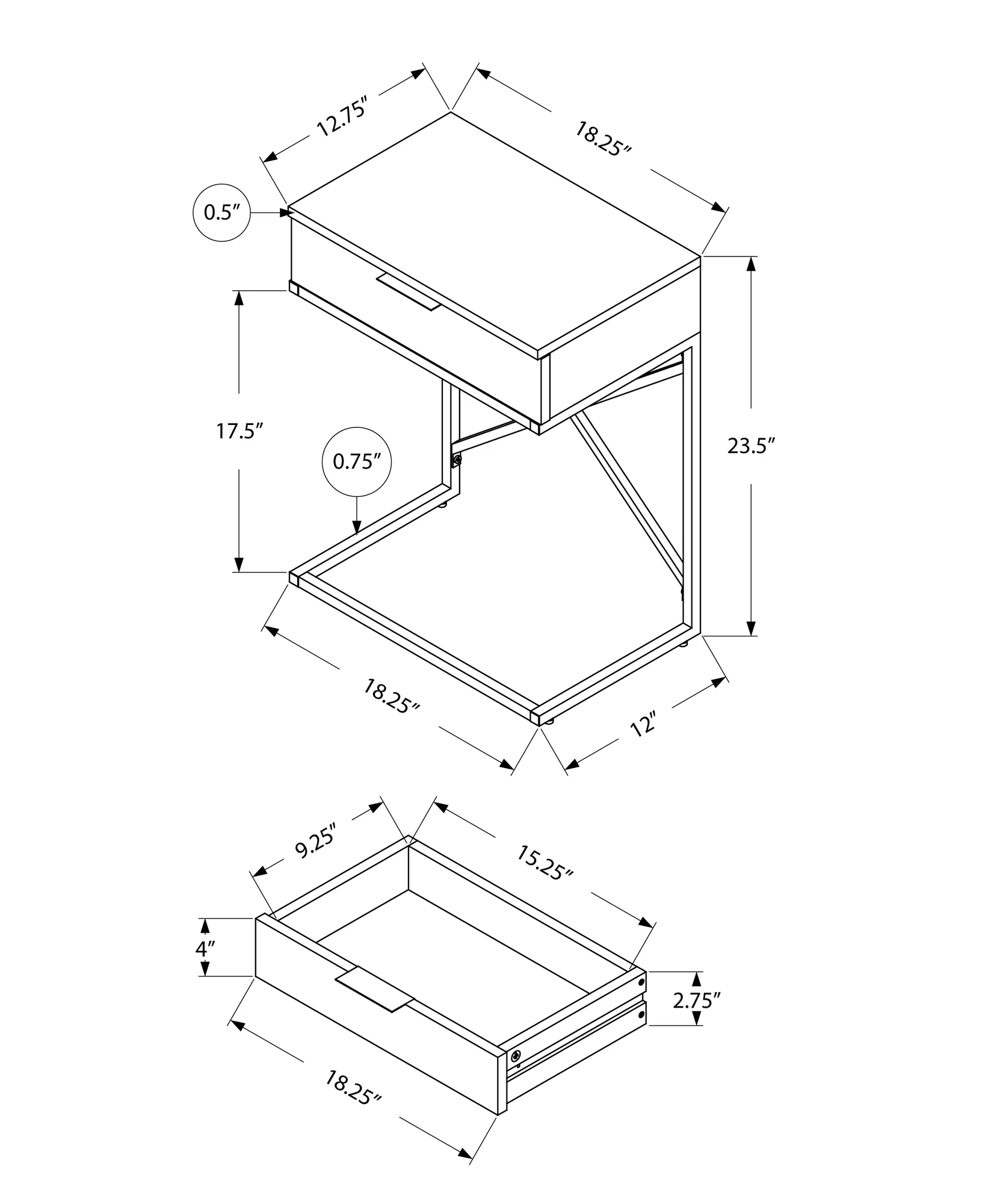 Grey Finish Metal Accent Table By Homeroots - Image 3