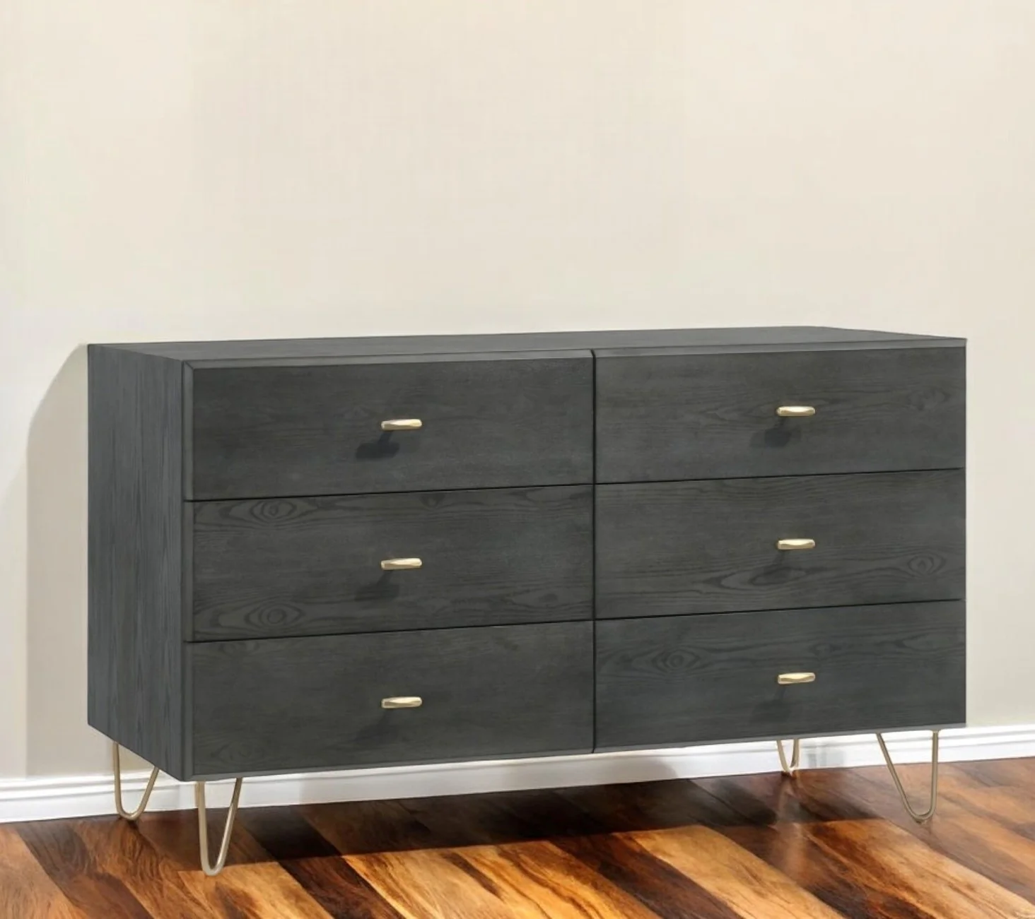 Grey Manufactured Wood Six Drawer Double Dresser By Homeroots