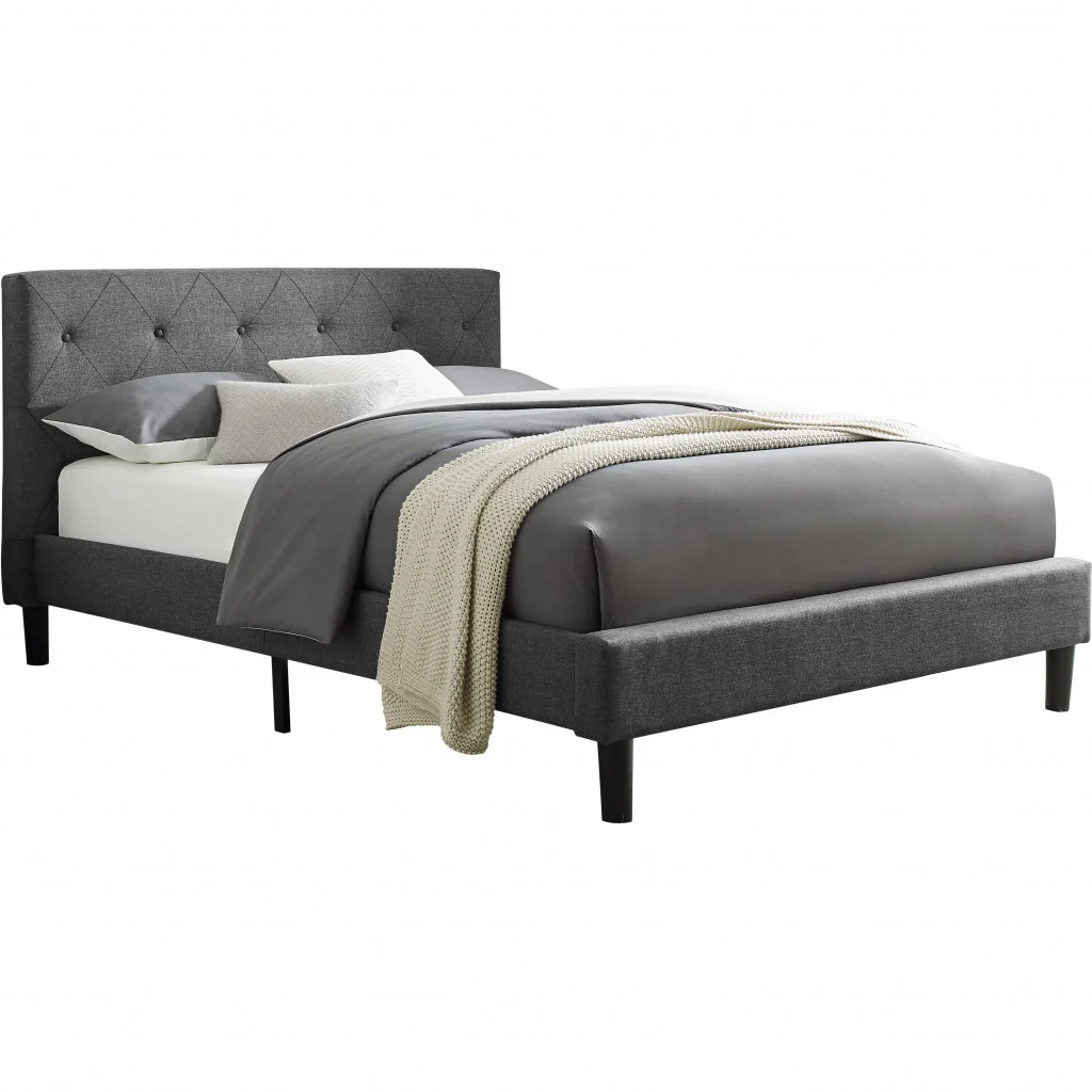 Grey Queen Platform Bed By Homeroots - Image 3