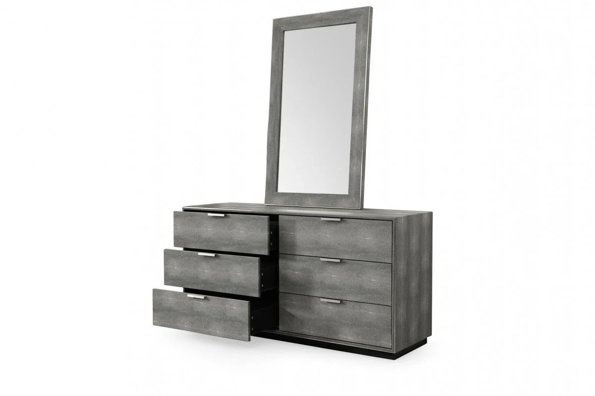 Grey Solid And Manufactured Wood Six Drawer Double Dresser By Homeroots