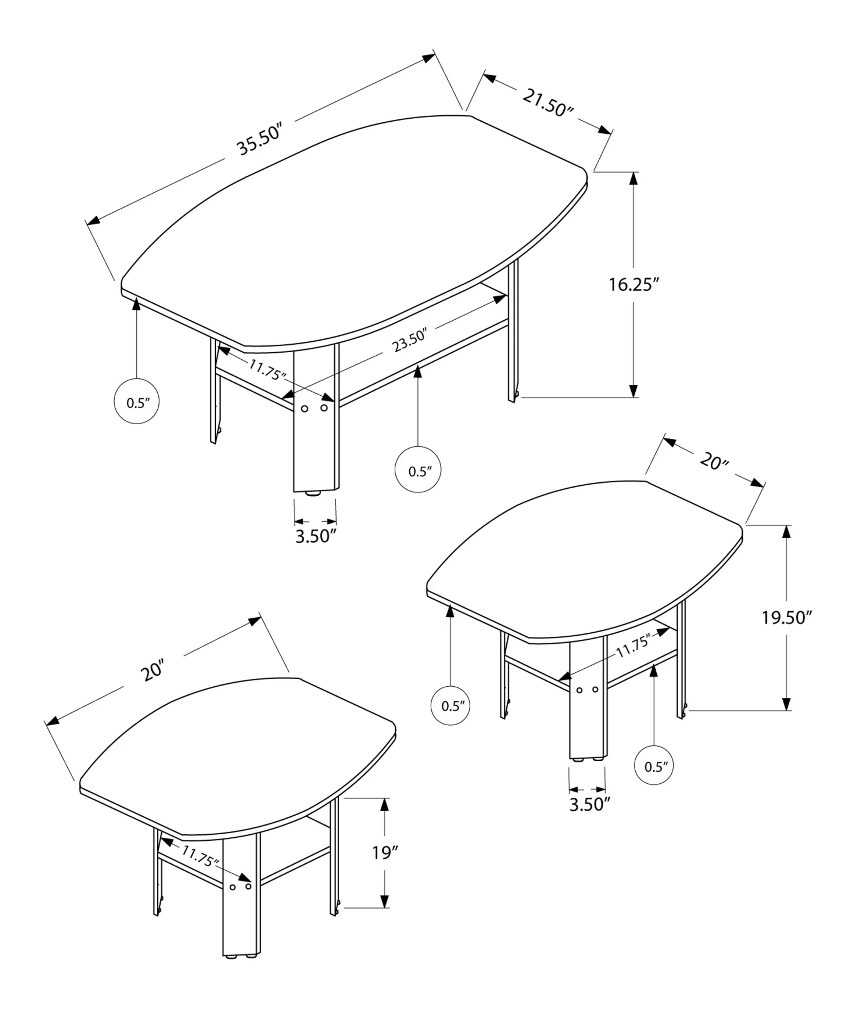 Grey Table Set - 3Pcs Set By Homeroots - Image 7