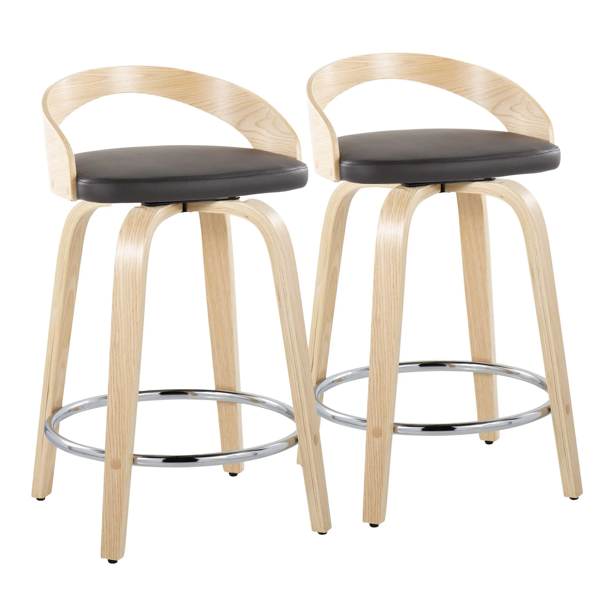 Grotto 24" Fixed-Height Counter Stool - Set of 2 By LumiSource - B24-GROTTOPU-GRTZR2 NANABN2