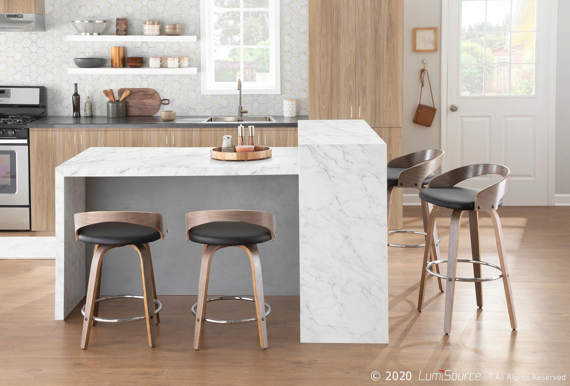 Grotto 25" Fixed Height Counter Stool - Set of 2 Black By LumiSource - Image 7