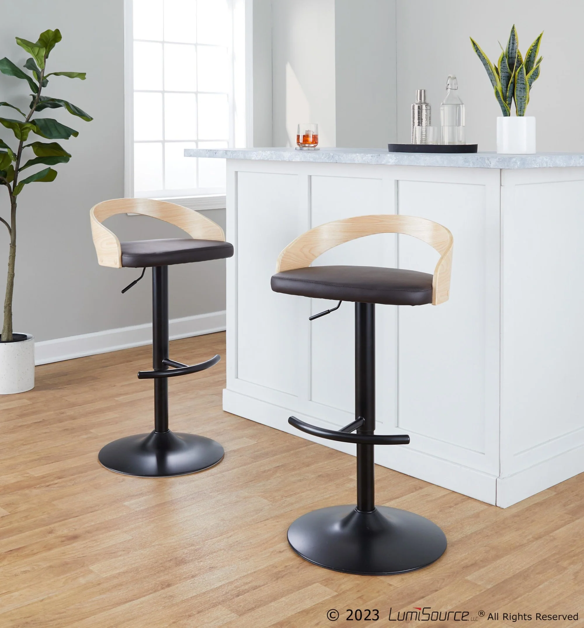 Grotto Adjustable Barstool - Set of 2 By LumiSource - BS-GROTTOPU-RT2 BKNABN2