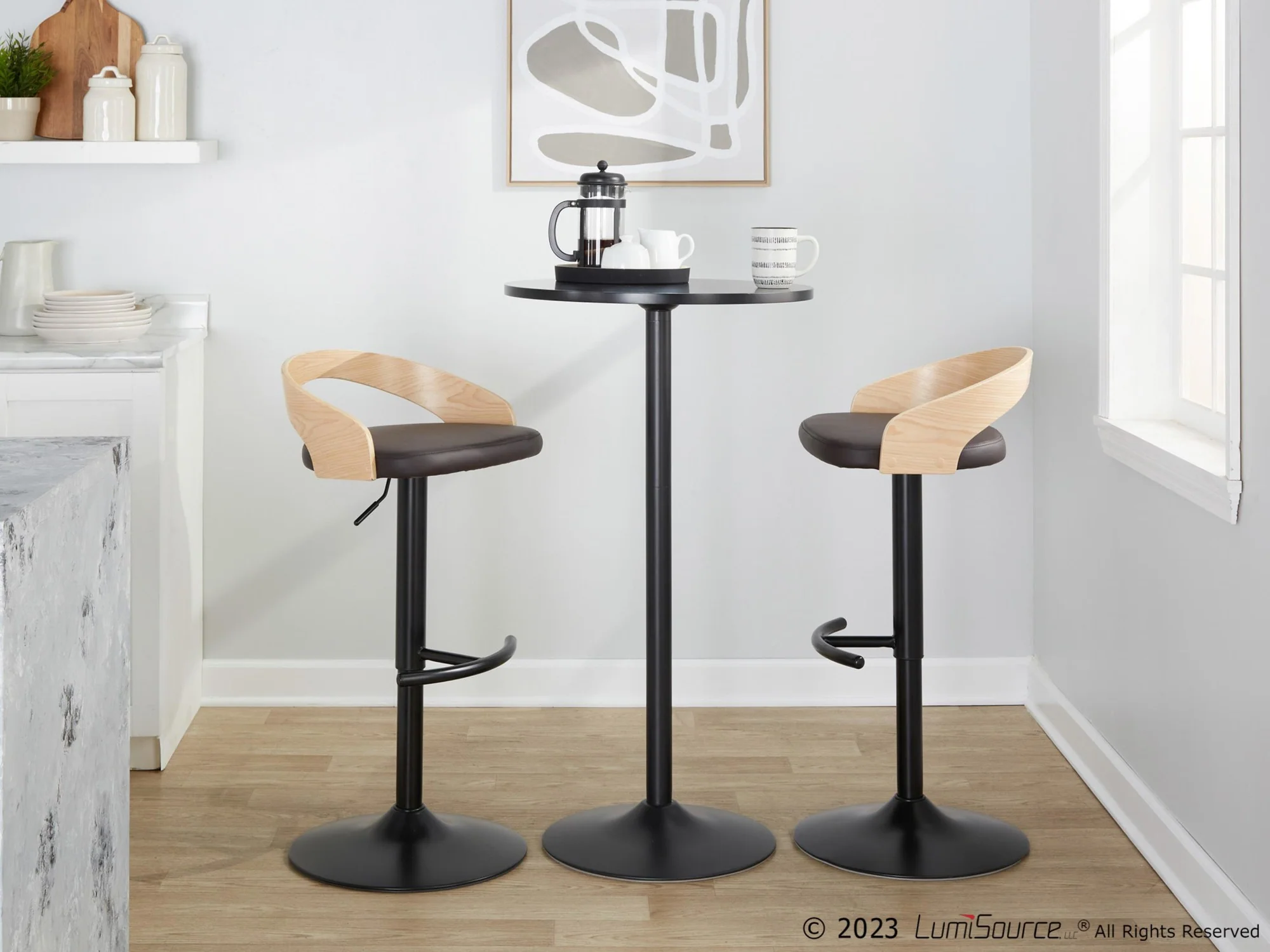 Grotto Adjustable Barstool - Set of 2 By LumiSource - BS-GROTTOPU-RT2 BKNABN2 - Image 3
