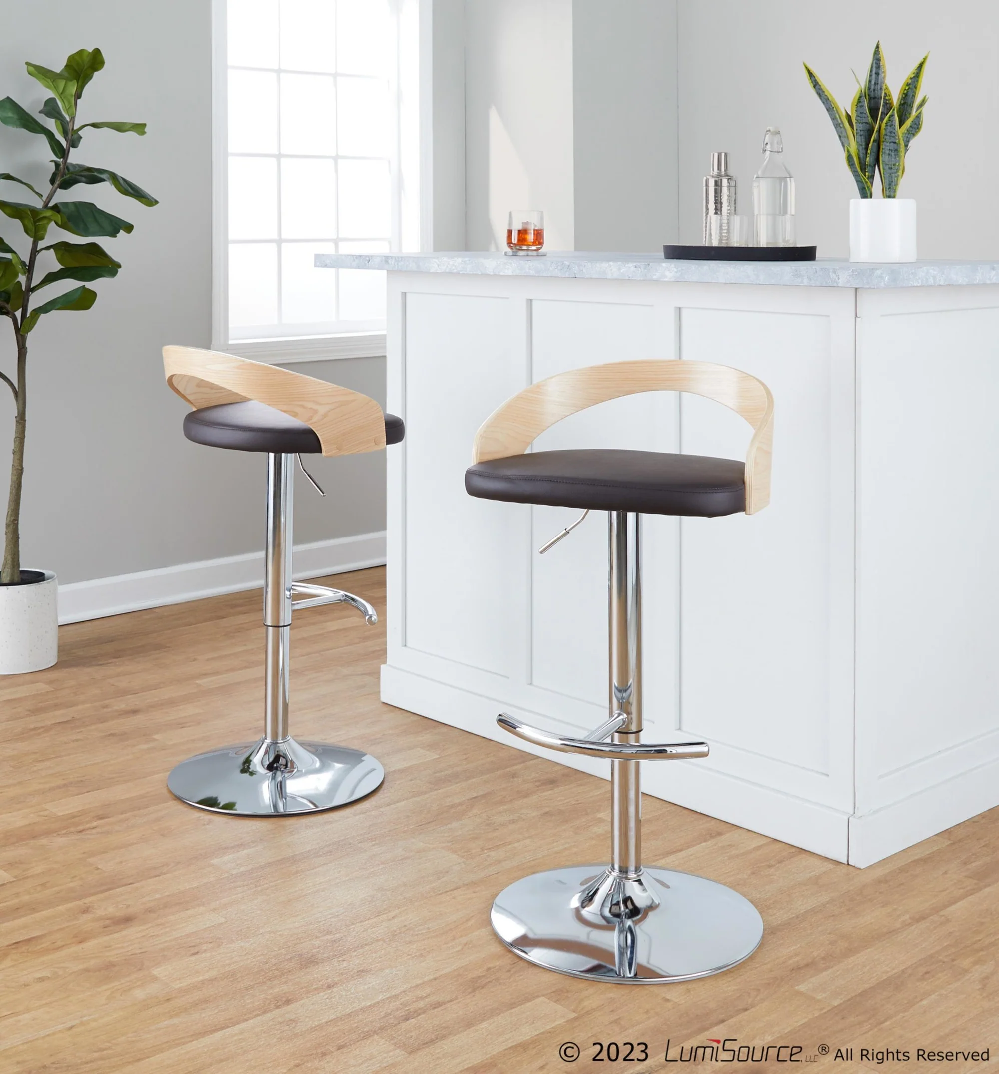Grotto Adjustable Barstool - Set of 2 By LumiSource - BS-GROTTOPU-RT2 CHRNABN2