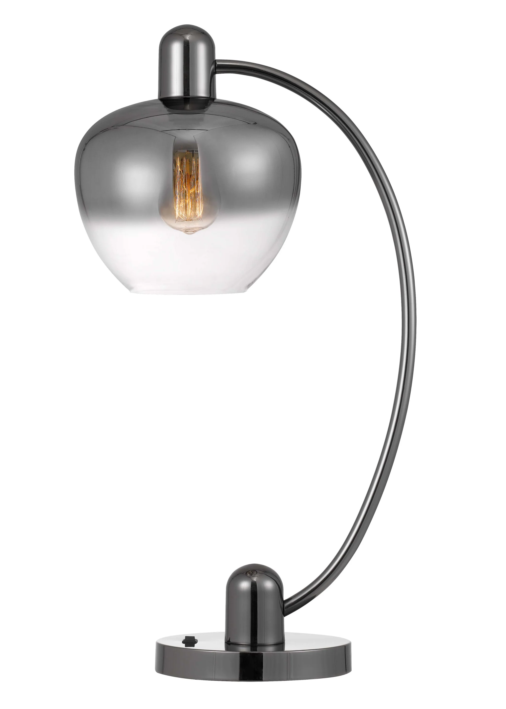 Gunmetal Metal Table Lamp With Silver Metallic Globe Shade By Homeroots