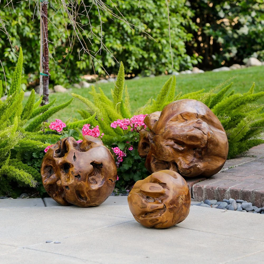 Habini Teak Balls Set of 2 By Garden Age Supply