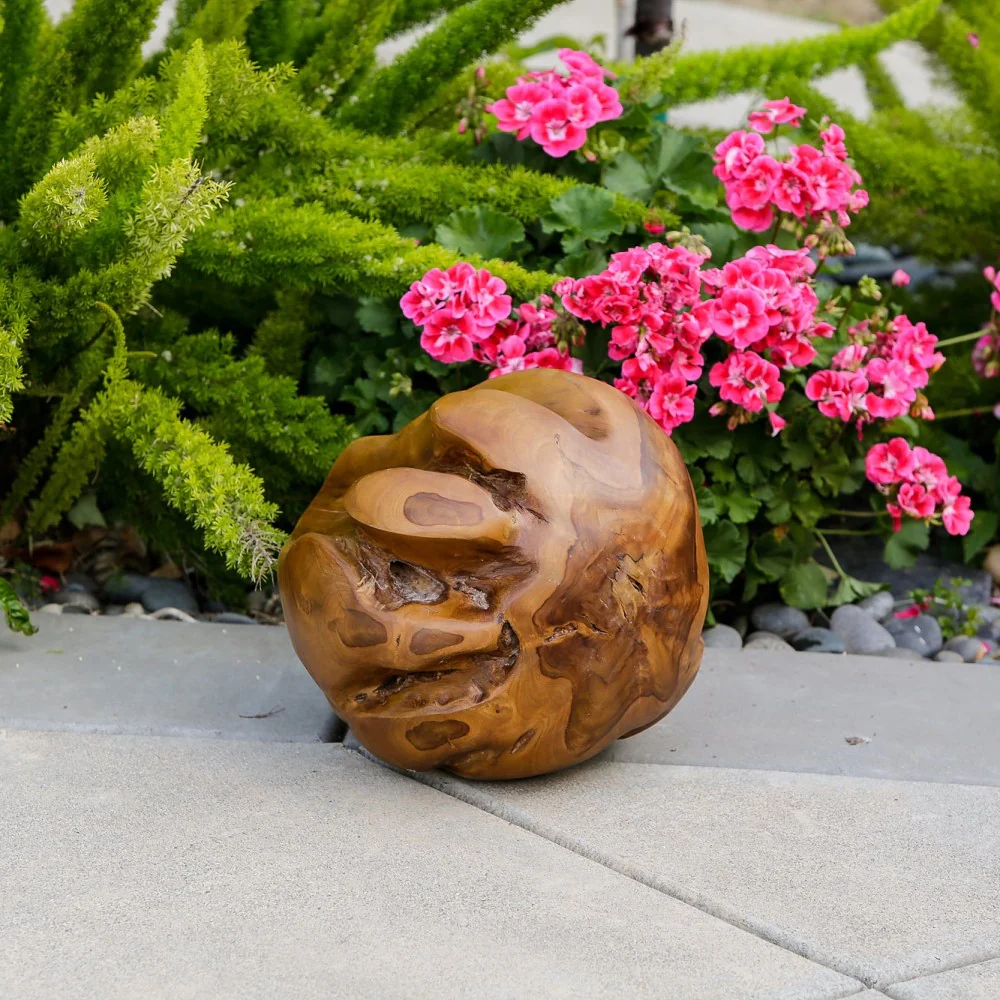 Habini Teak Balls Set of 2 By Garden Age Supply - Image 2