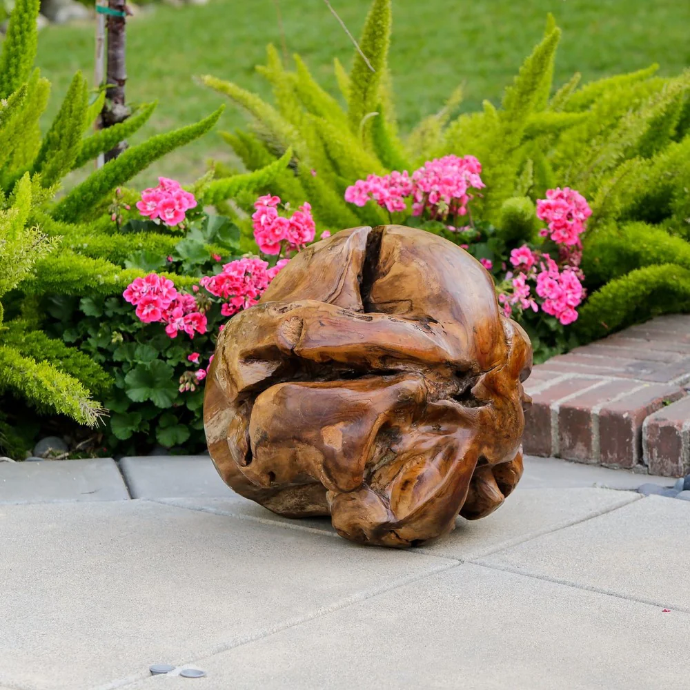 Habini Teak Balls Set of 2 By Garden Age Supply - Image 4