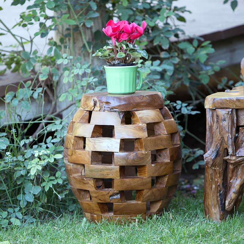 Habini Teak Oval Puzzle Stool By Garden Age Supply - Image 2