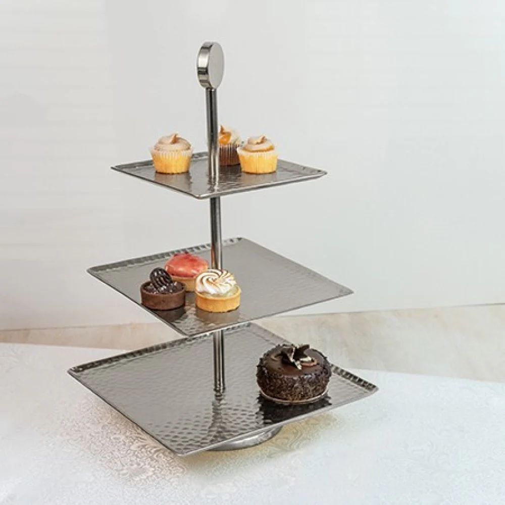 Hammered Square Shaped Three Tier Stand By Homeroots