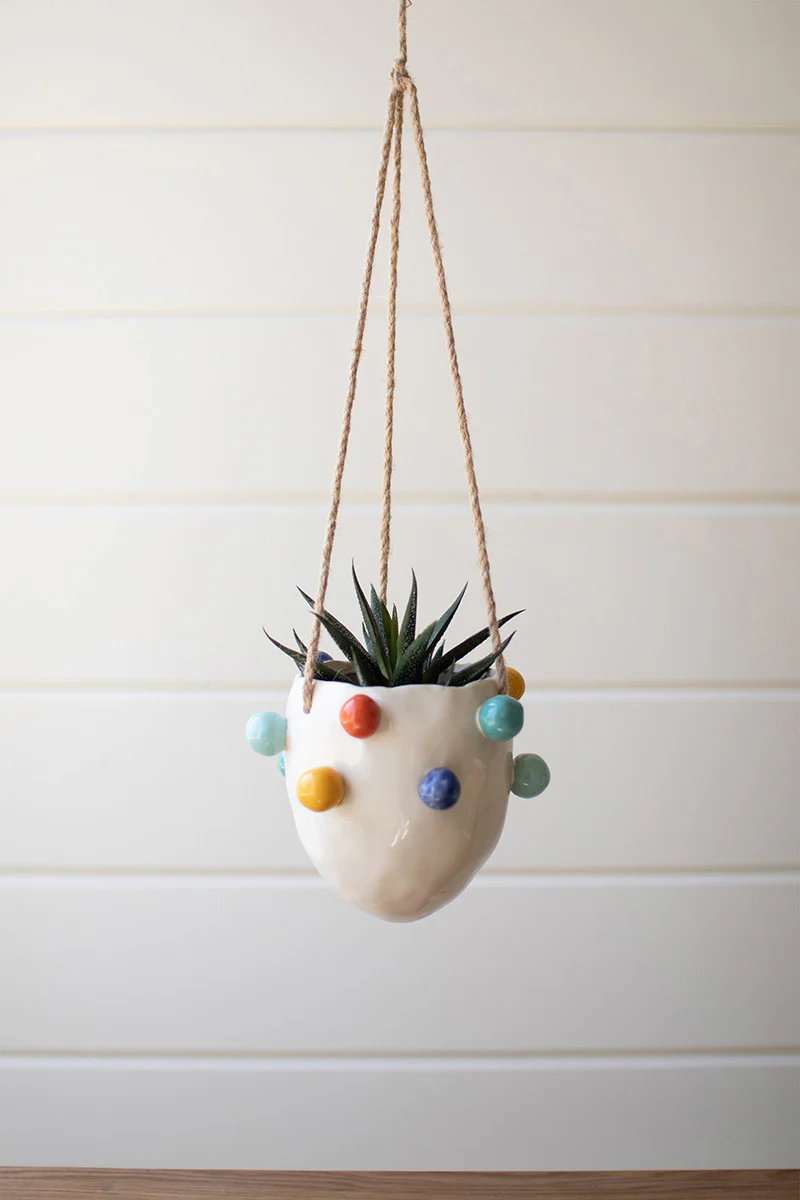 Hanging Ceramic Planter With Colorful Bubbles (Min 2) By Kalalou