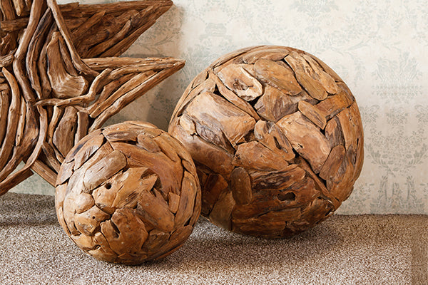 Harini Driftwood Balls Set of 2 By Garden Age Supply