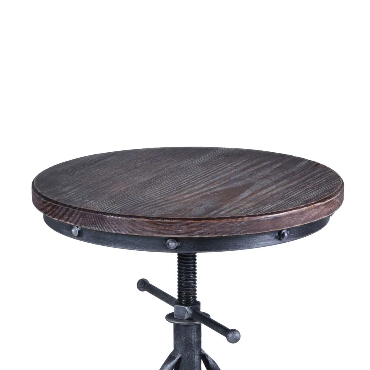 Harlem Adjustable Height Swivel Pine Wood and Metal Bicycle Bar Stool By Armen Living - Image 3