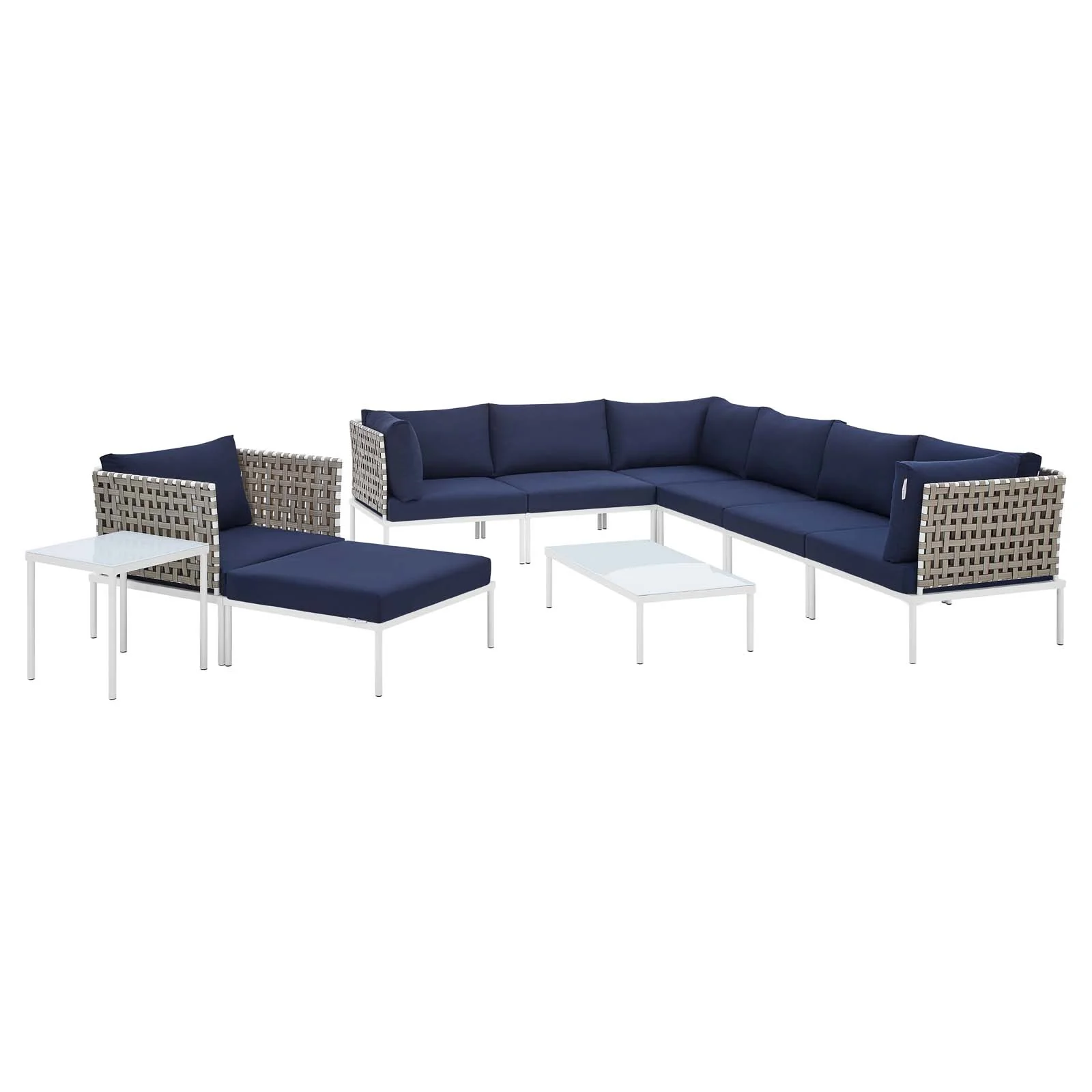 Harmony 10-Piece Sunbrella® Basket Weave Outdoor Patio Aluminum Sectional Sofa Set By Modway - EEI-4951 - Image 17