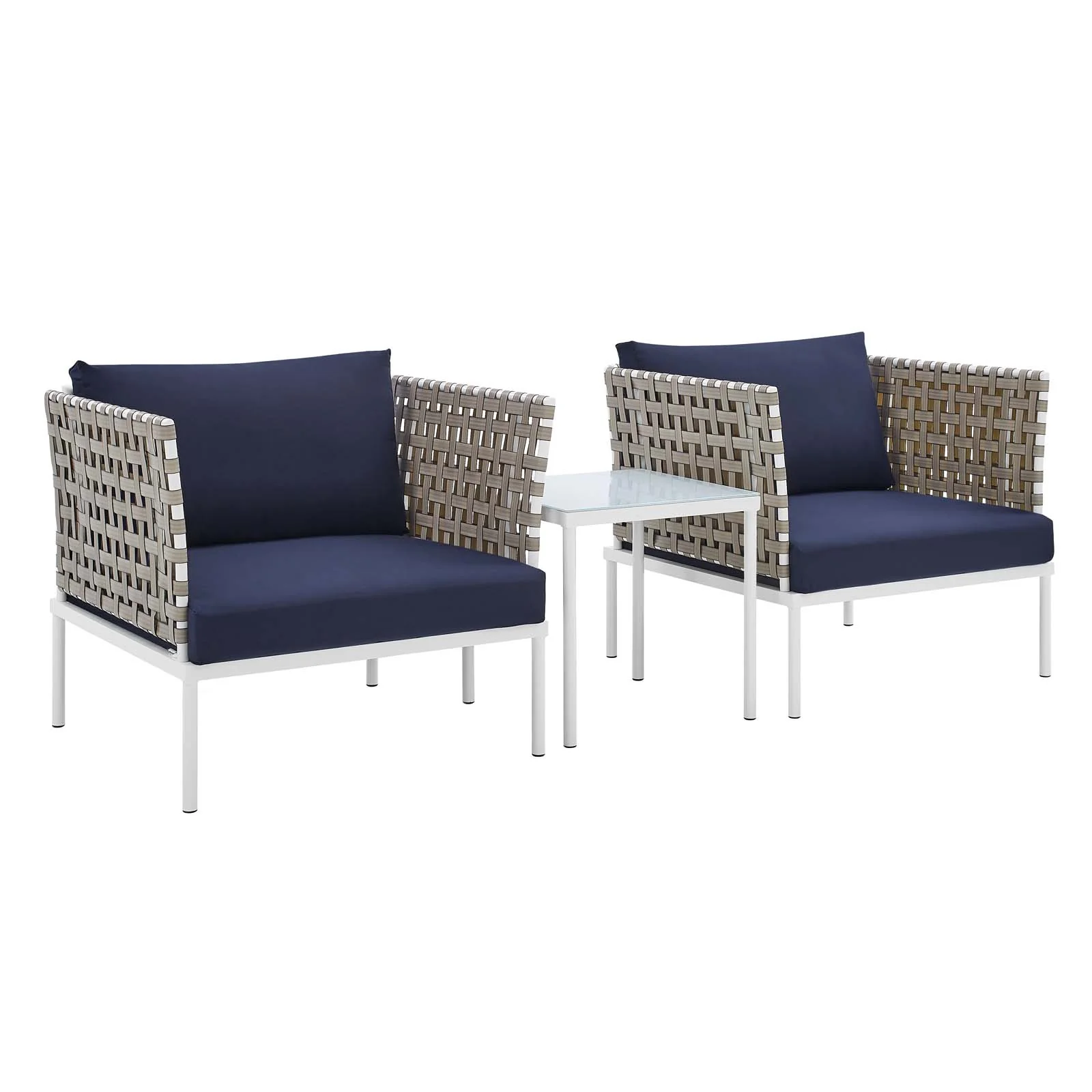 Harmony 3-Piece Sunbrella® Basket Weave Outdoor Patio Aluminum Seating Set By Modway - EEI-4685 - Image 10