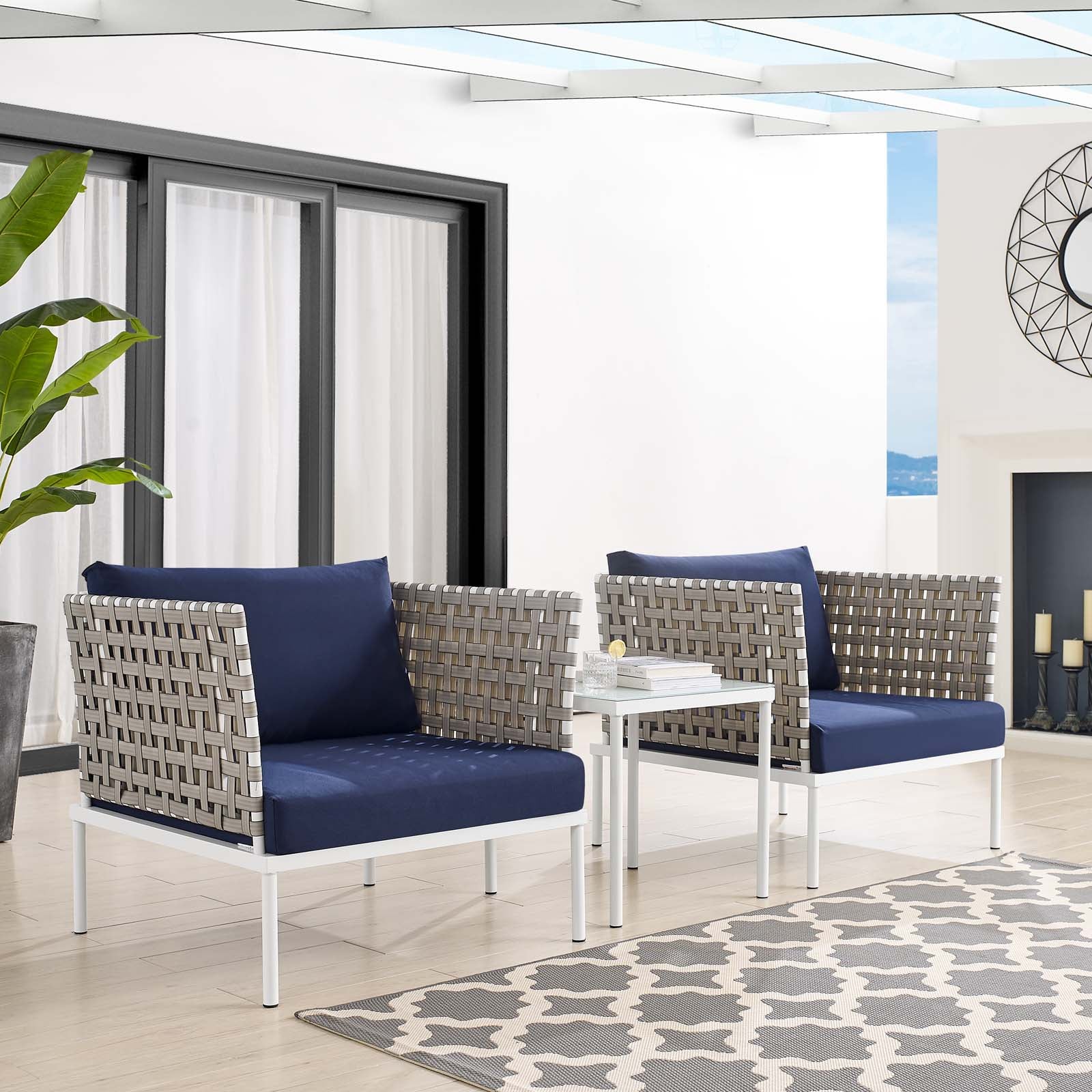 Harmony 3-Piece Sunbrella® Basket Weave Outdoor Patio Aluminum Seating Set By Modway - EEI-4685 - Image 11
