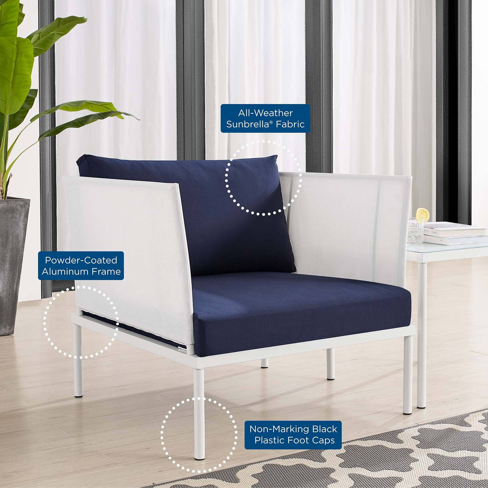 Harmony 3-Piece Sunbrella® Outdoor Patio Aluminum Seating Set By Modway - EEI-4686 - Image 9