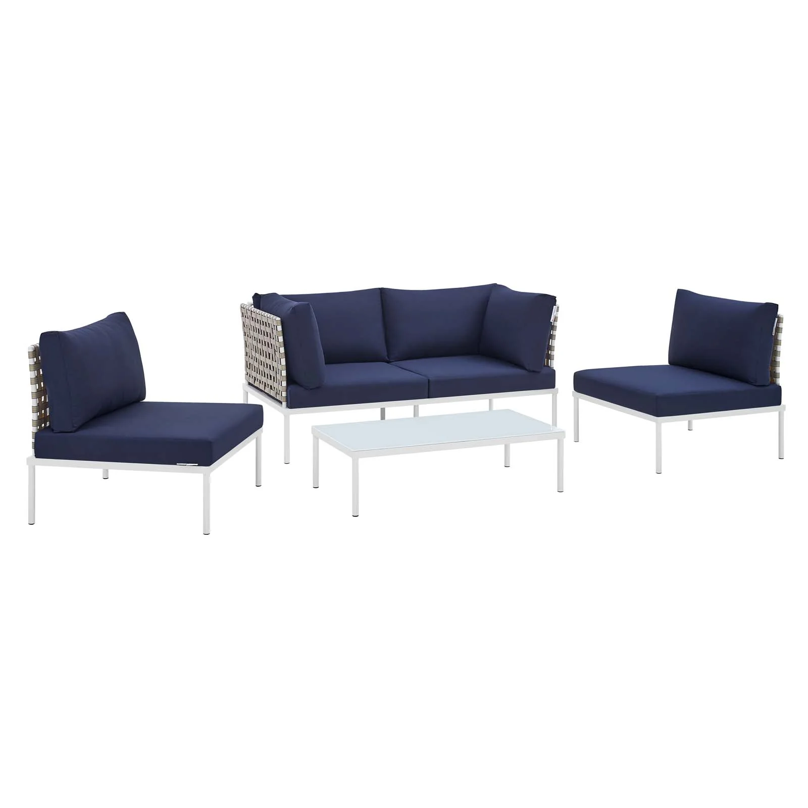 Harmony 4-Piece Sunbrella® Basket Weave Outdoor Patio Aluminum Seating Set By Modway - EEI-4689 - Image 13