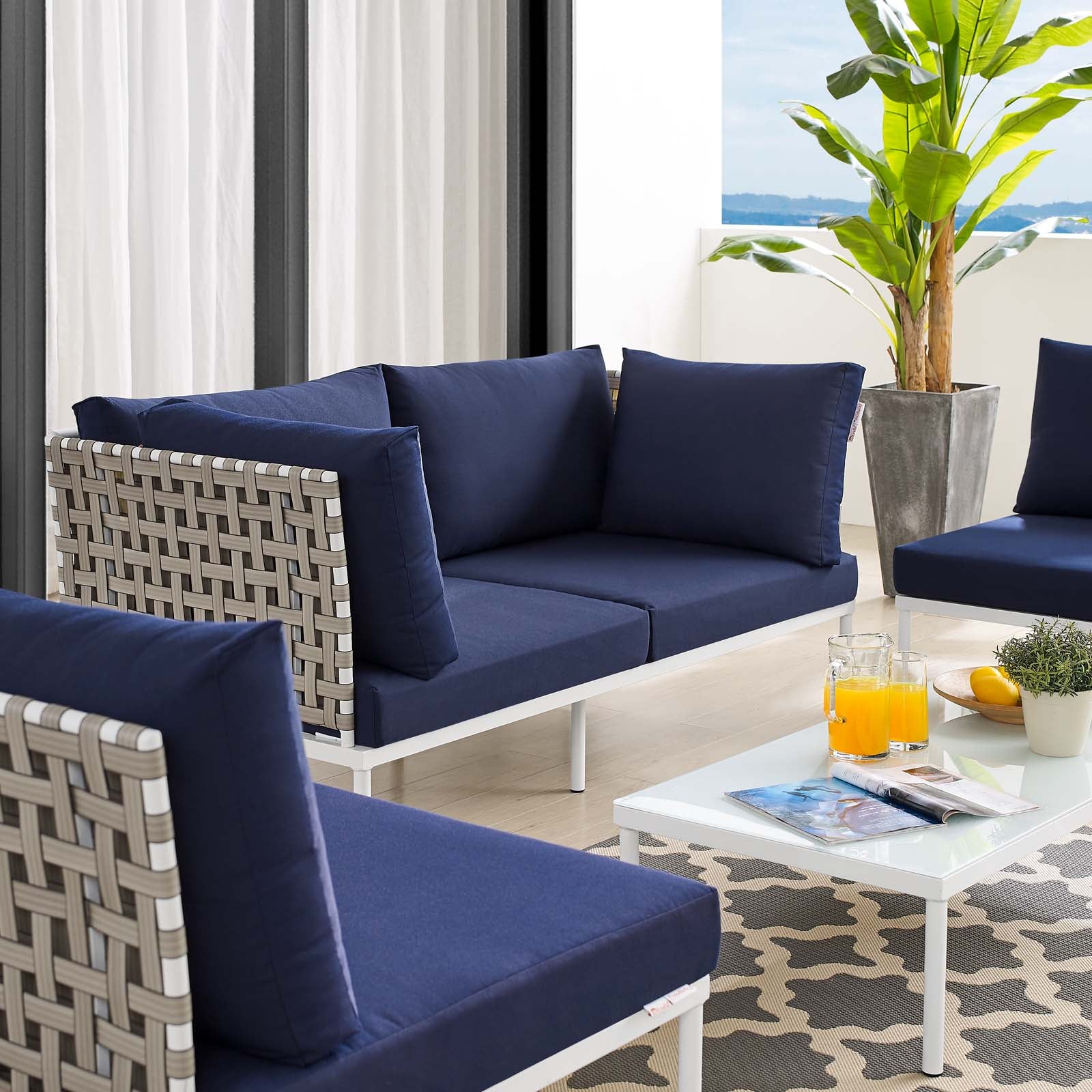 Harmony 4-Piece Sunbrella® Basket Weave Outdoor Patio Aluminum Seating Set By Modway - EEI-4689 - Image 16