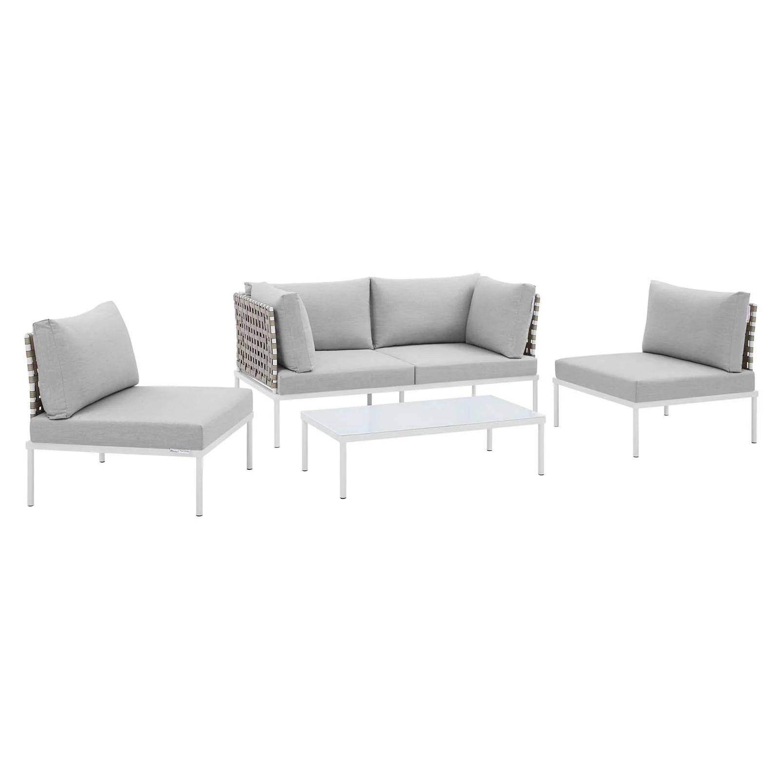 Harmony 4-Piece Sunbrella® Basket Weave Outdoor Patio Aluminum Seating Set By Modway - EEI-4689 - Image 3