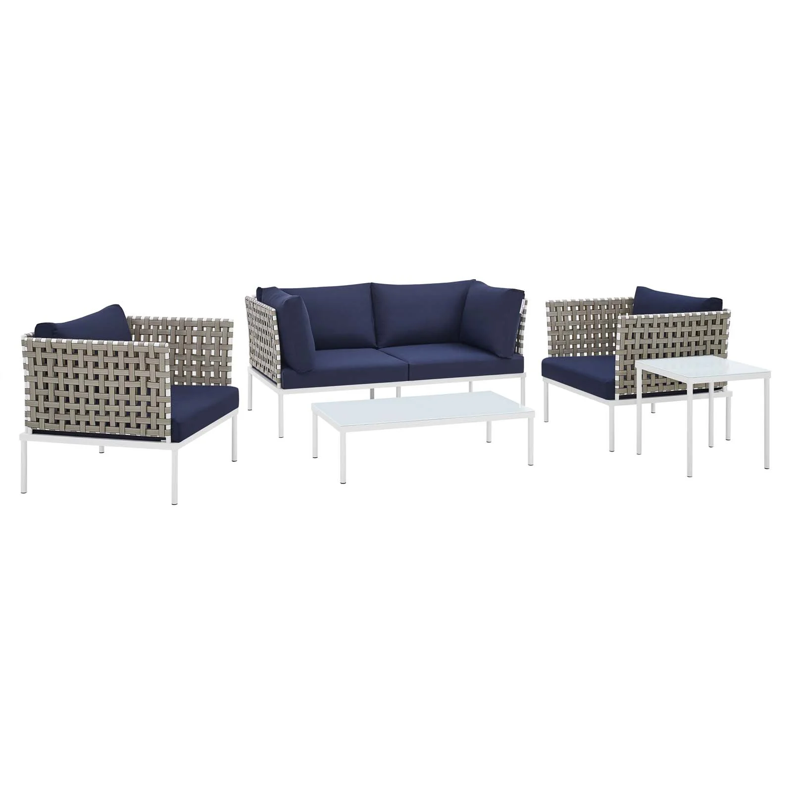 Harmony 5-Piece Sunbrella® Basket Weave Outdoor Patio Aluminum Seating Set By Modway - EEI-4693 - Image 16