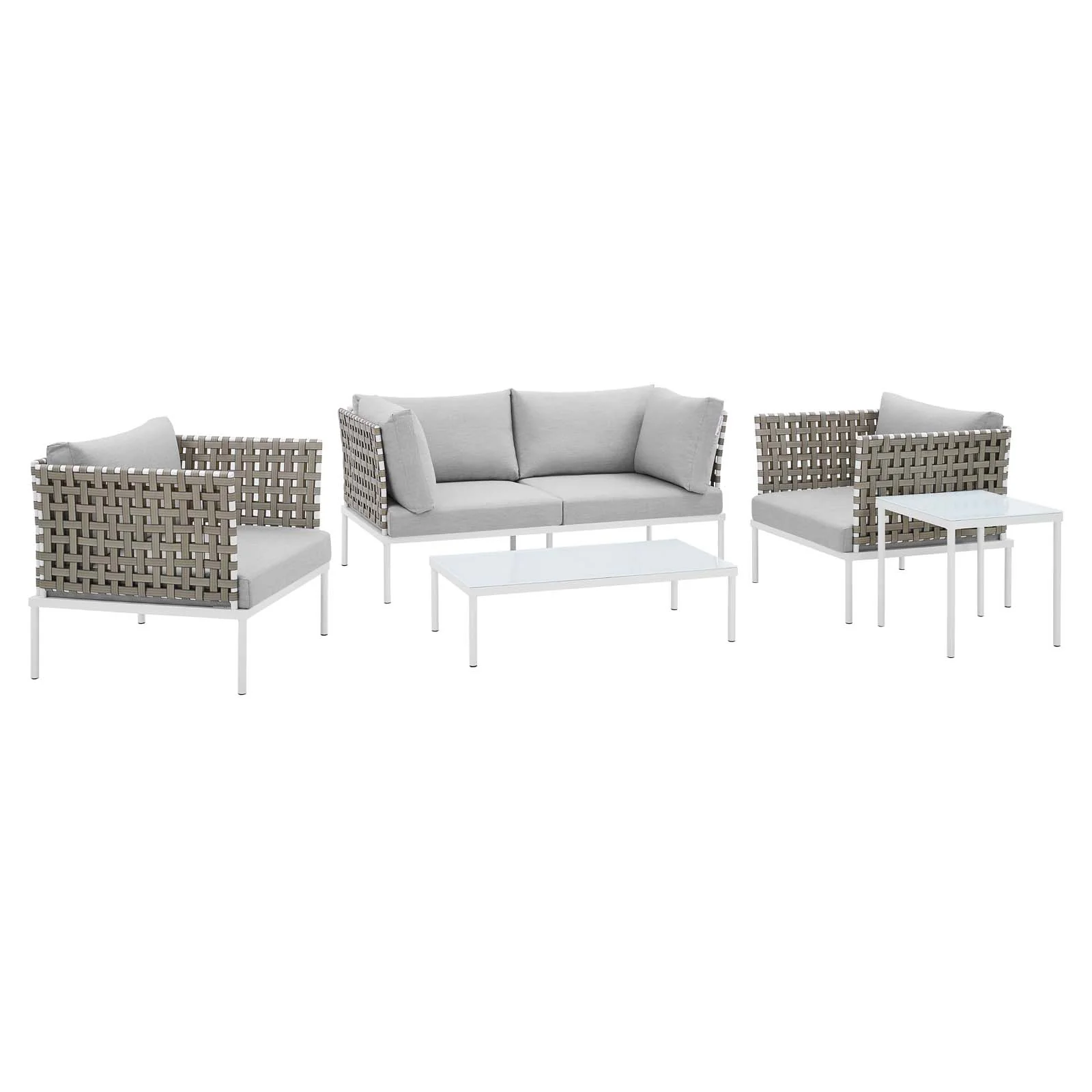 Harmony 5-Piece Sunbrella® Basket Weave Outdoor Patio Aluminum Seating Set By Modway - EEI-4693 - Image 2
