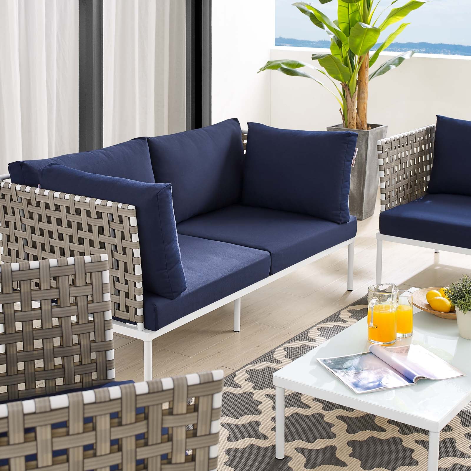 Harmony 5-Piece Sunbrella® Basket Weave Outdoor Patio Aluminum Seating Set By Modway - EEI-4693 - Image 22