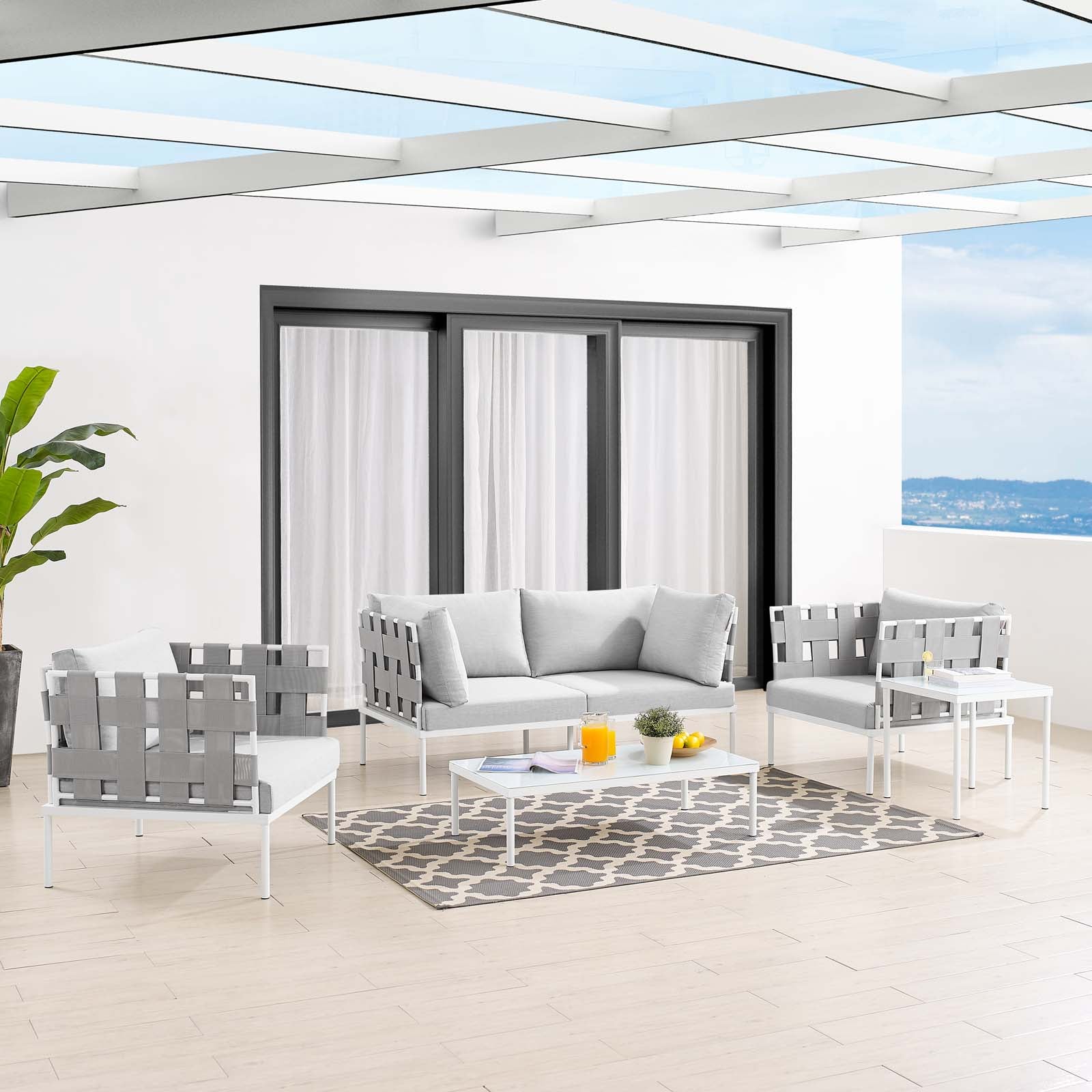 Harmony 5-Piece Sunbrella® Outdoor Patio Aluminum Furniture Set By Modway - EEI-4925