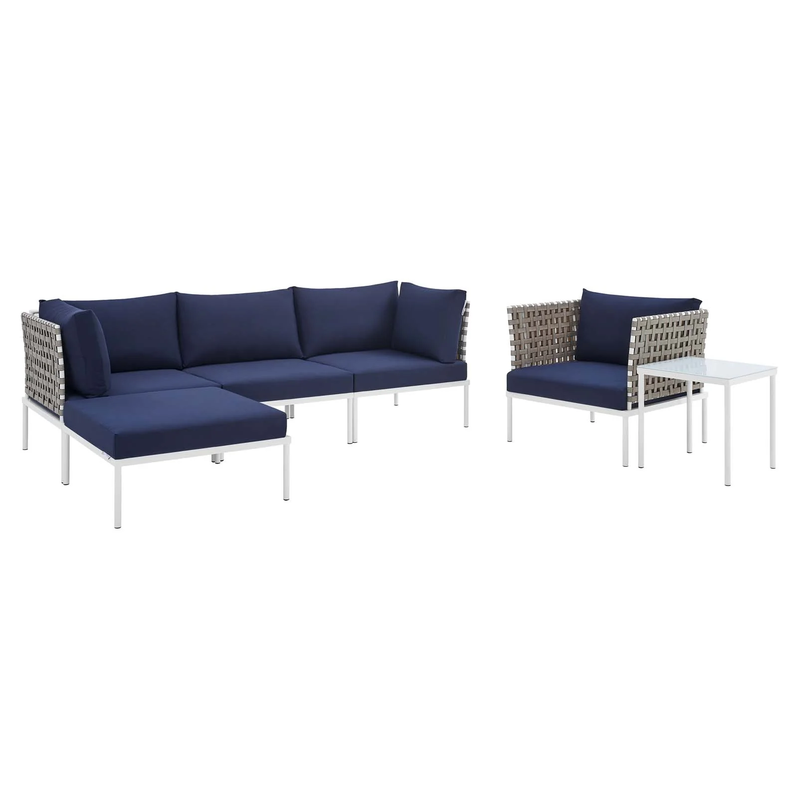 Harmony 6-Piece Sunbrella® Basket Weave Outdoor Patio Aluminum Seating Set By Modway - EEI-4931 - Image 17