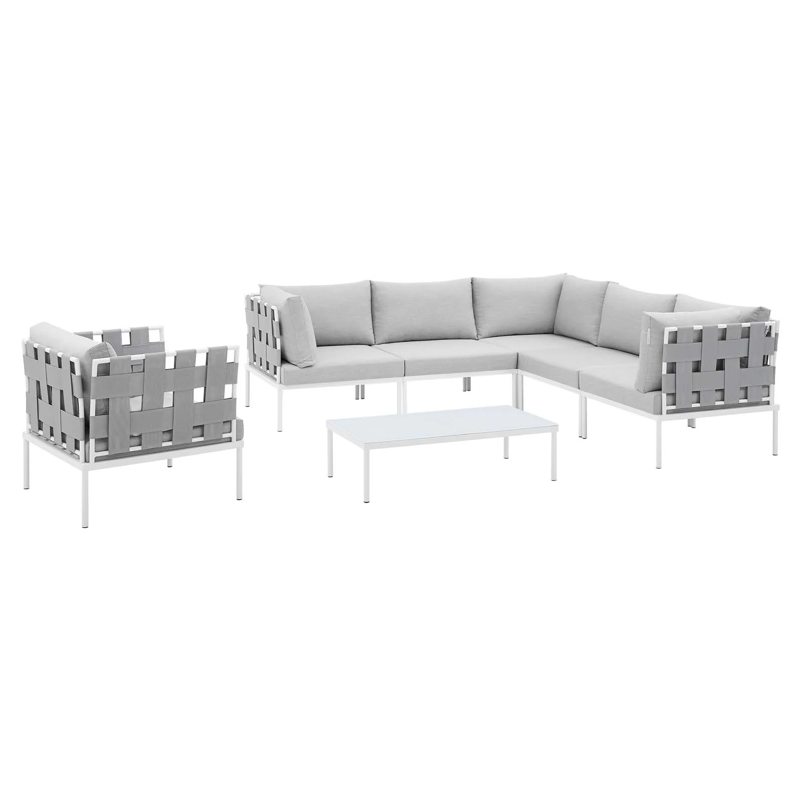 Harmony 7-Piece Sunbrella® Outdoor Patio Aluminum Sectional Sofa Set By Modway - EEI-4937 - Image 2