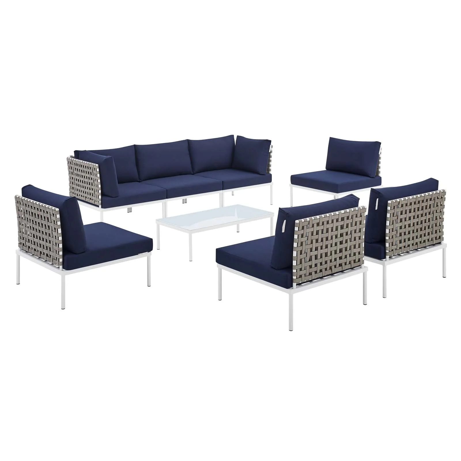 Harmony 8-Piece Sunbrella® Basket Weave Outdoor Patio Aluminum Sectional Sofa Set By Modway - EEI-4939 - Image 13