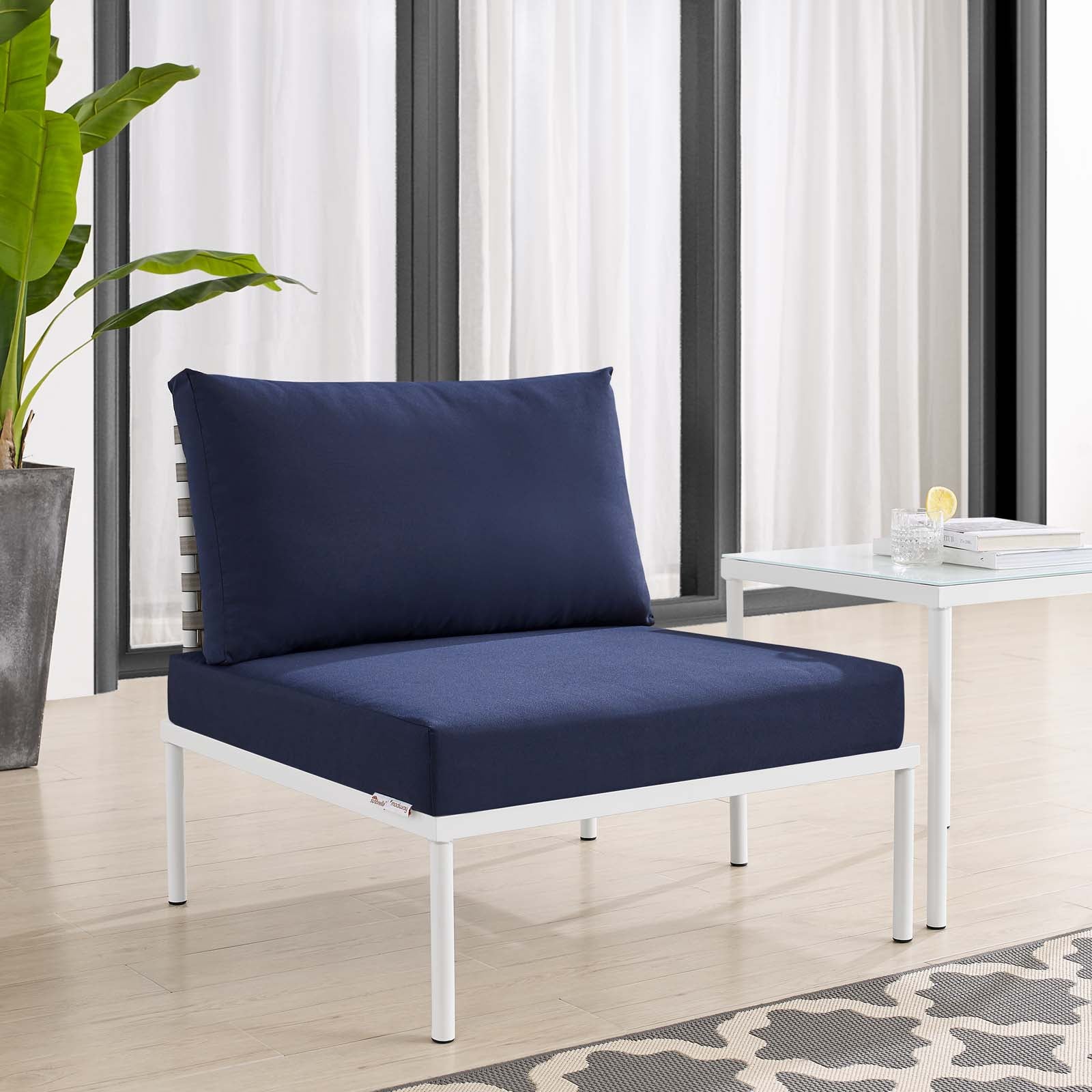 Harmony Sunbrella® Basket Weave Outdoor Patio Aluminum Armless Chair By Modway - EEI-4958 - Image 16