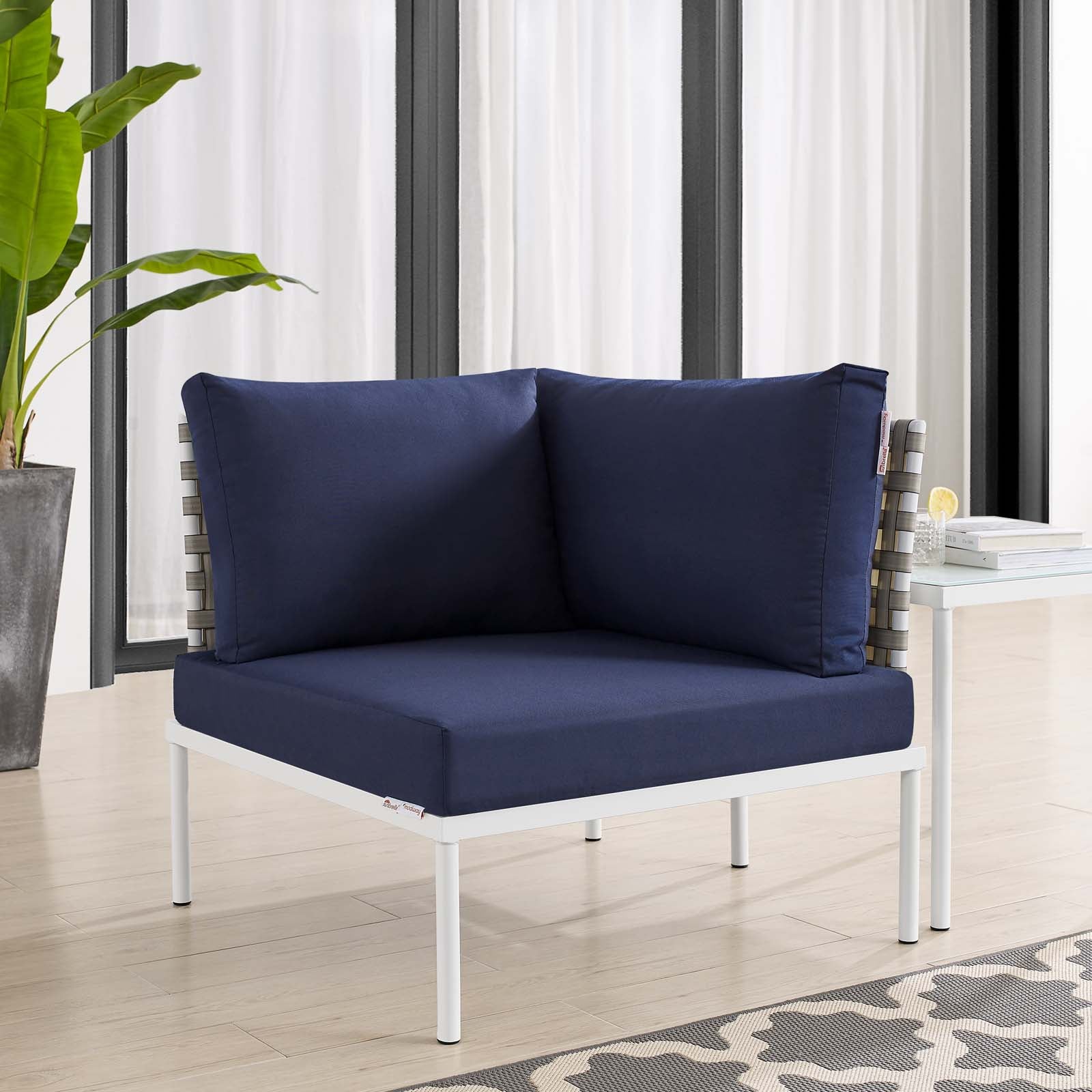 Harmony Sunbrella® Basket Weave Outdoor Patio Aluminum Corner Chair By Modway - EEI-4538 - Image 14
