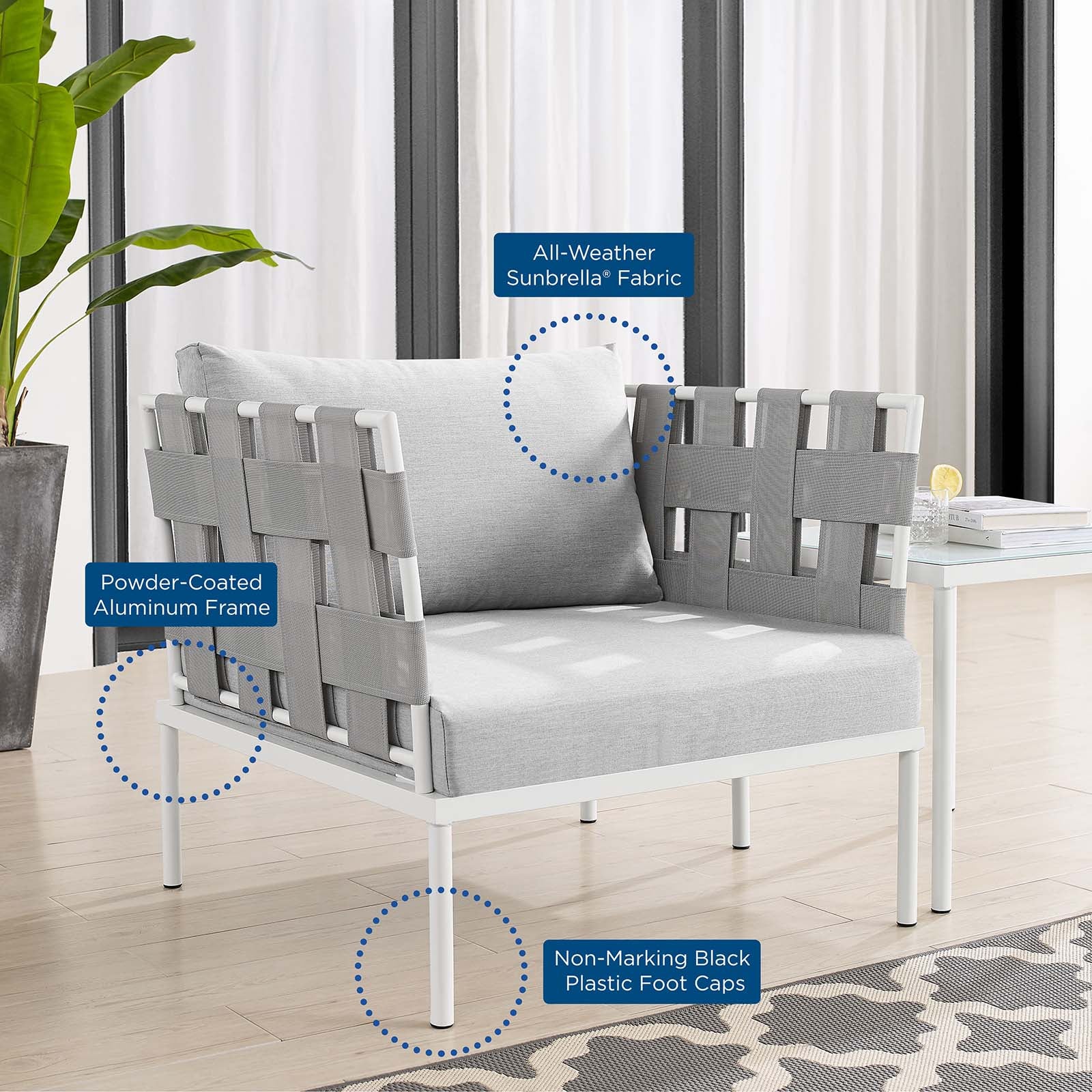 Harmony Sunbrella® Outdoor Patio Aluminum Armchair By Modway - EEI-4956 - Image 7